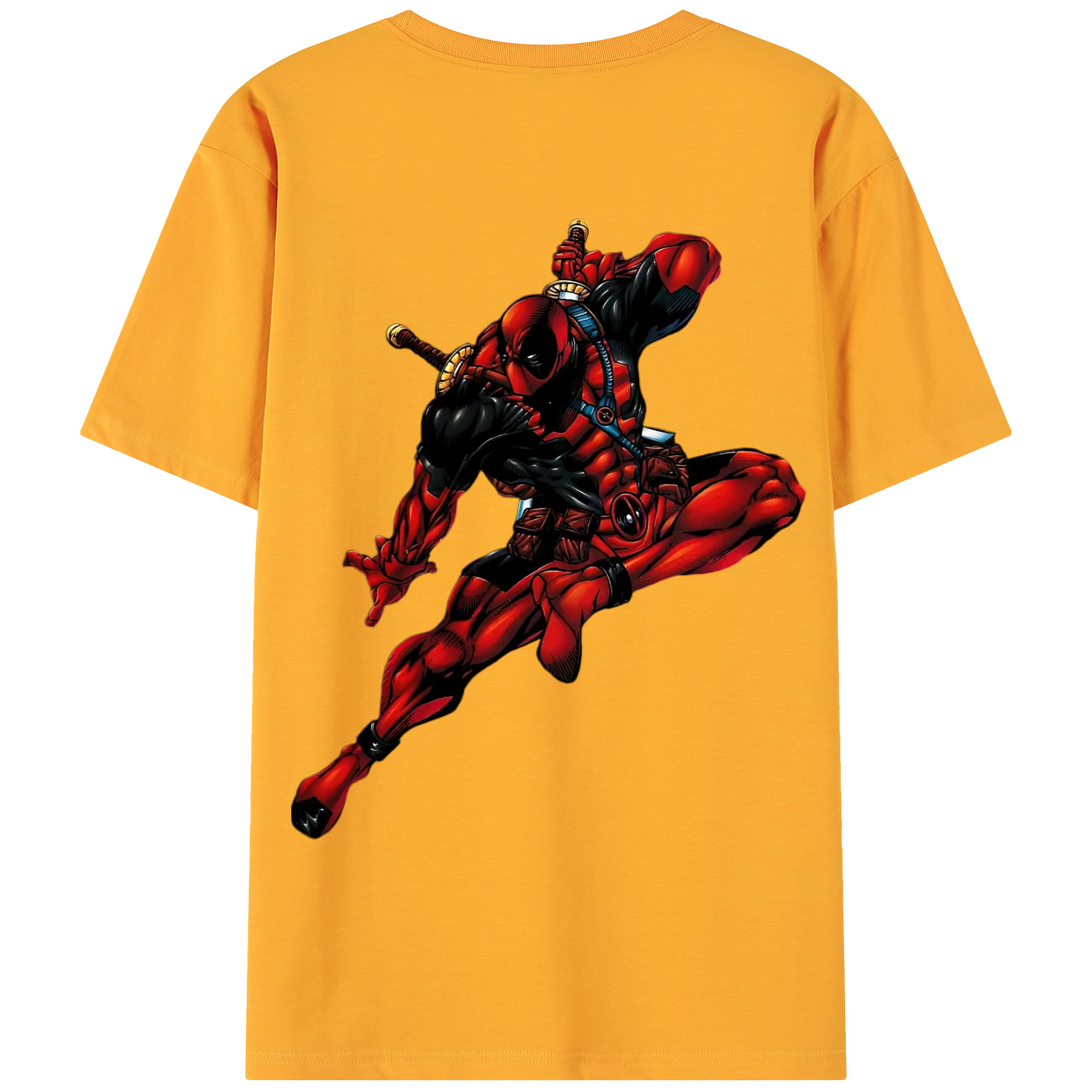 （画像用） Deadpool デッドプール 綿100％ メンズ半袖Tシャツ（バックプリント） 通気性