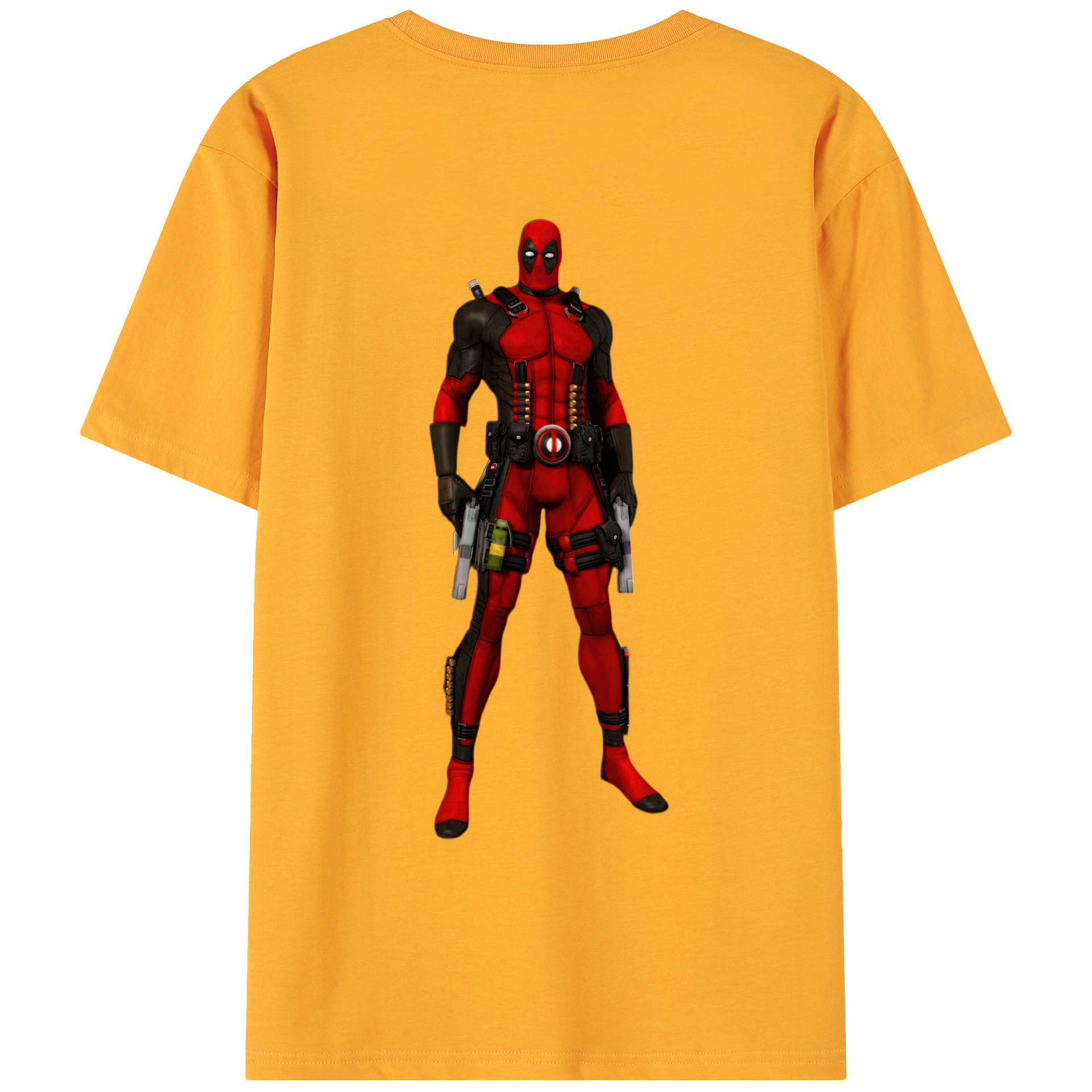 （画像用） Deadpool デッドプール 綿100％ メンズ半袖Tシャツ（バックプリント） 通気性