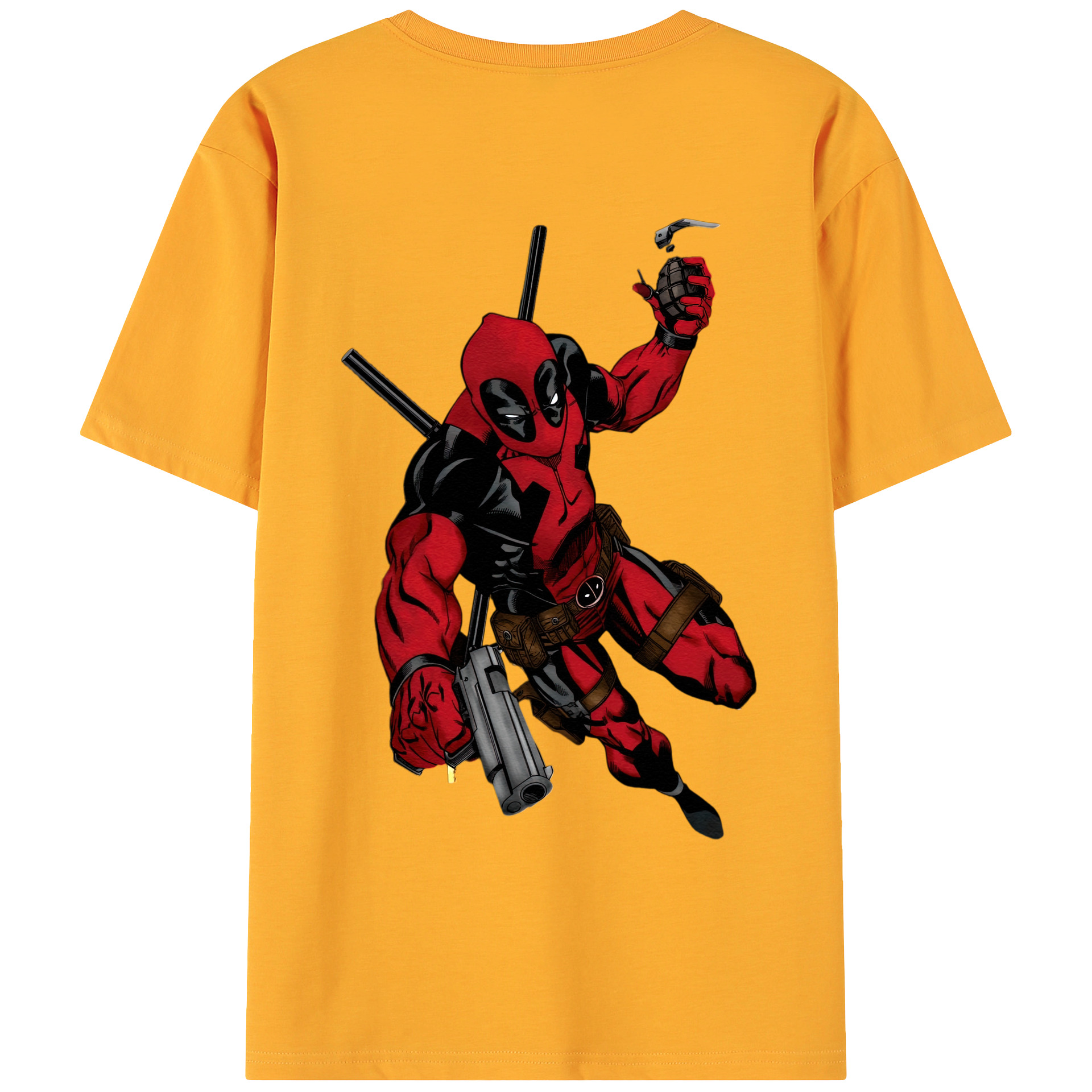 （画像用） Deadpool デッドプール 綿100％ メンズ半袖Tシャツ（バックプリント） 通気性