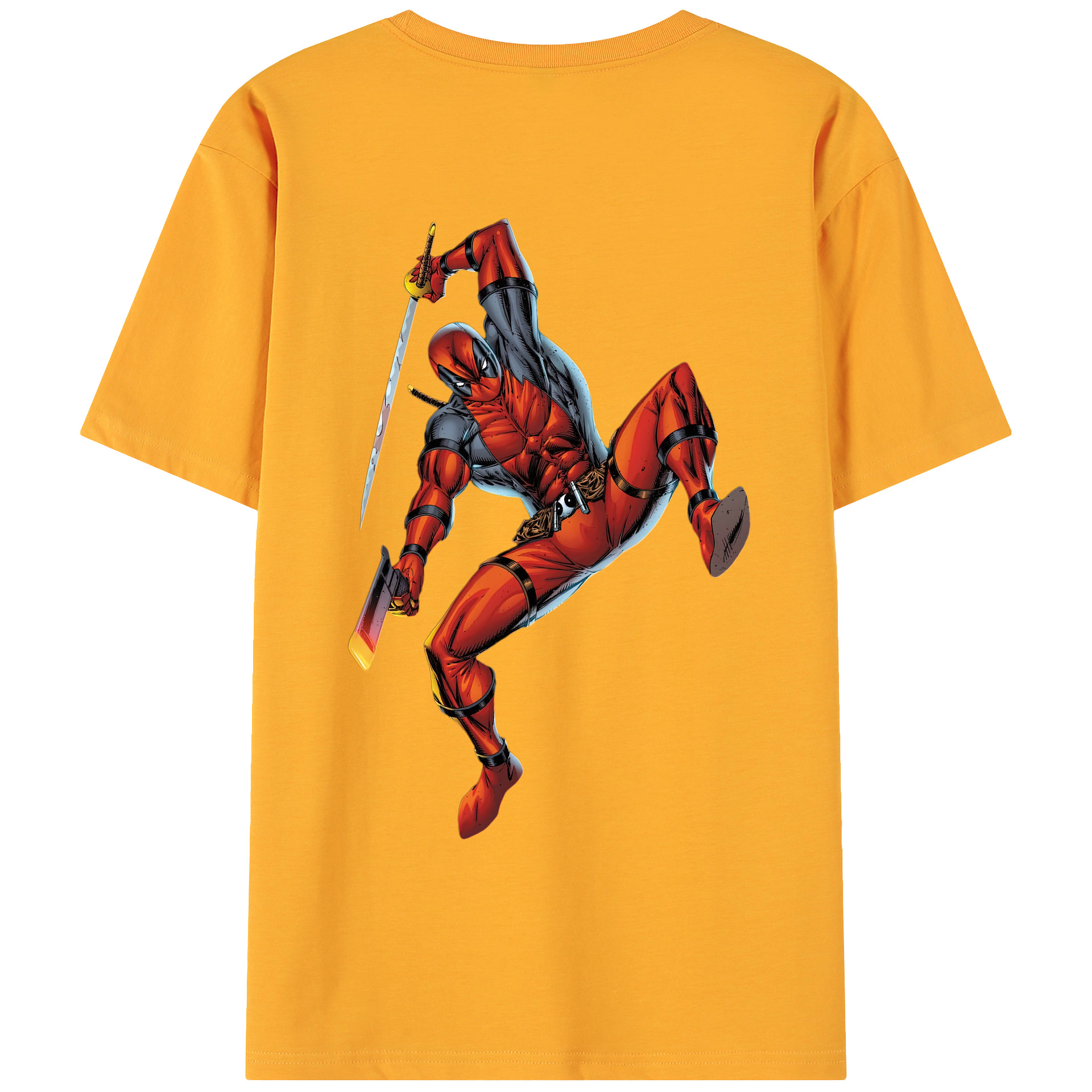 （画像用） Deadpool デッドプール 綿100％ メンズ半袖Tシャツ（バックプリント） 通気性