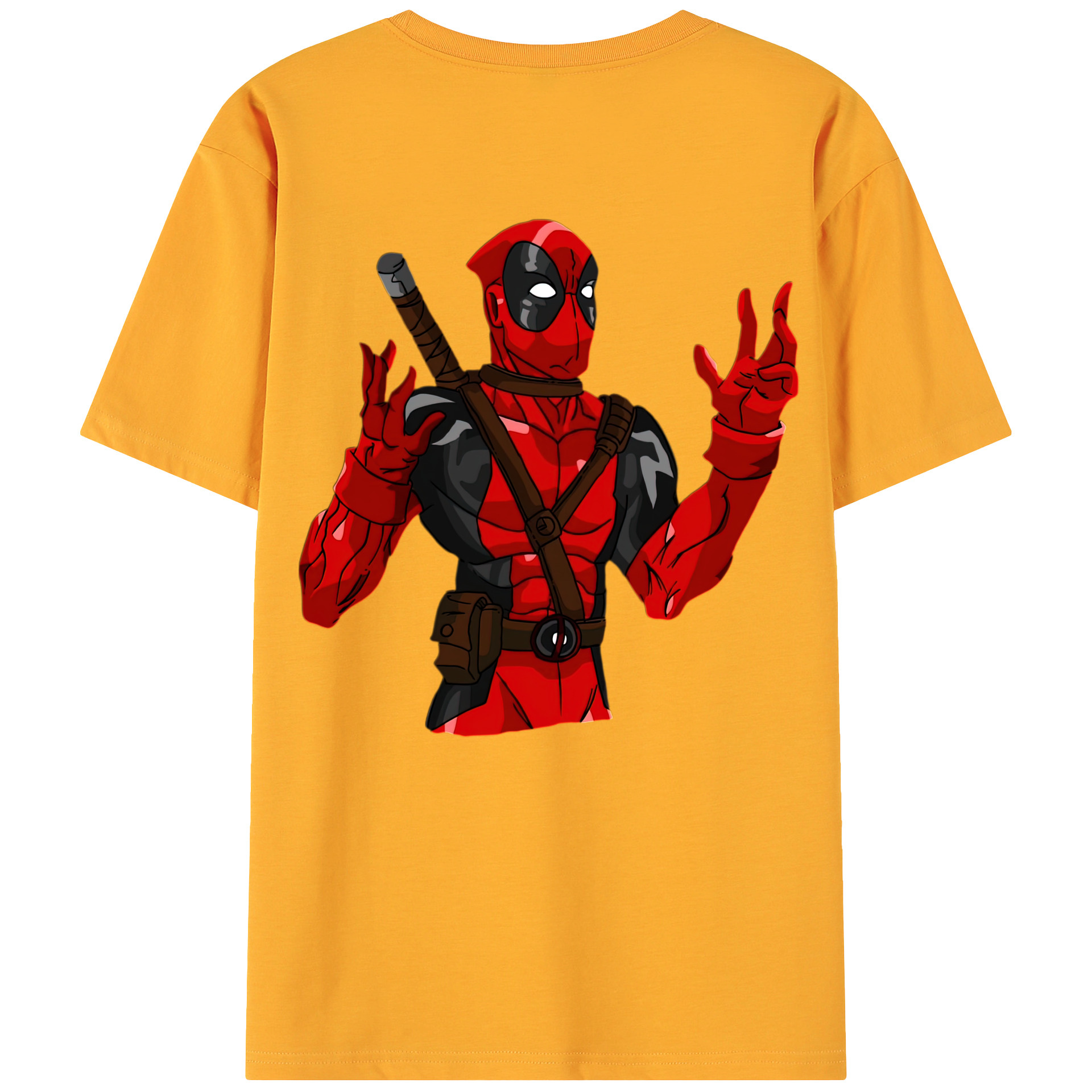 （画像用） Deadpool デッドプール 綿100％ メンズ半袖Tシャツ（バックプリント） 通気性
