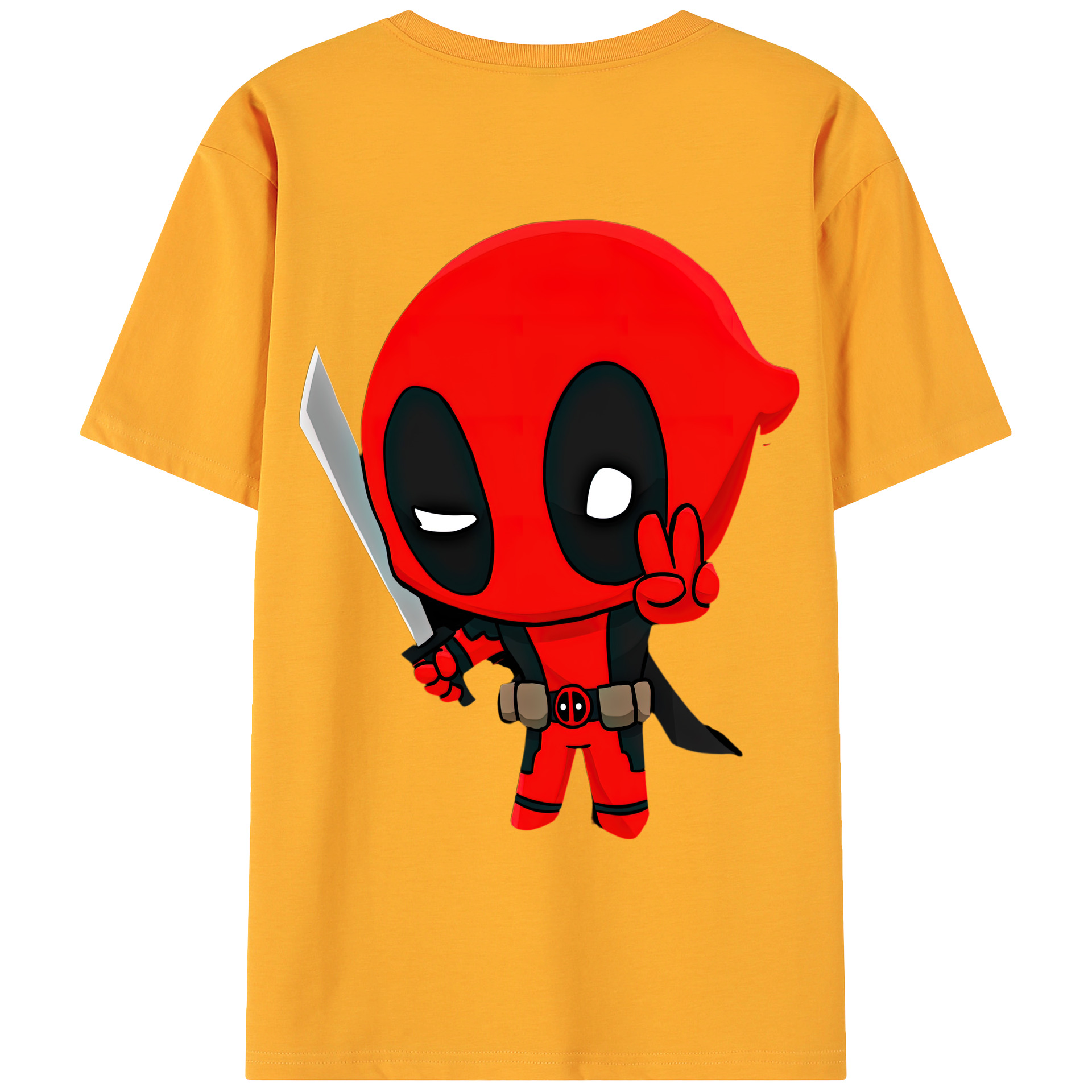 （画像用） Deadpool デッドプール 綿100％ メンズ半袖Tシャツ（バックプリント） 通気性