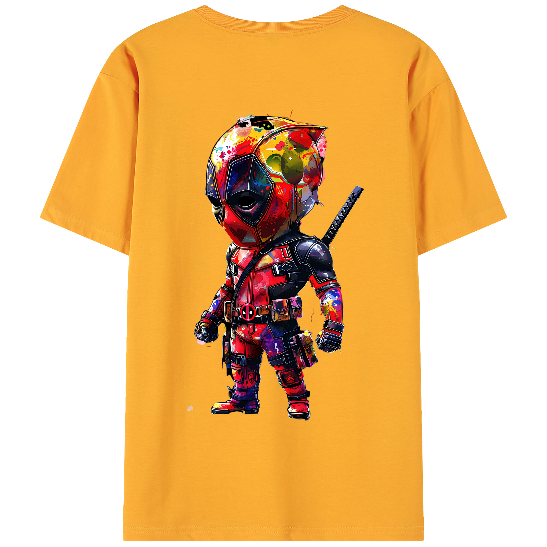 （画像用） Deadpool デッドプール 綿100％ メンズ半袖Tシャツ（バックプリント） 通気性