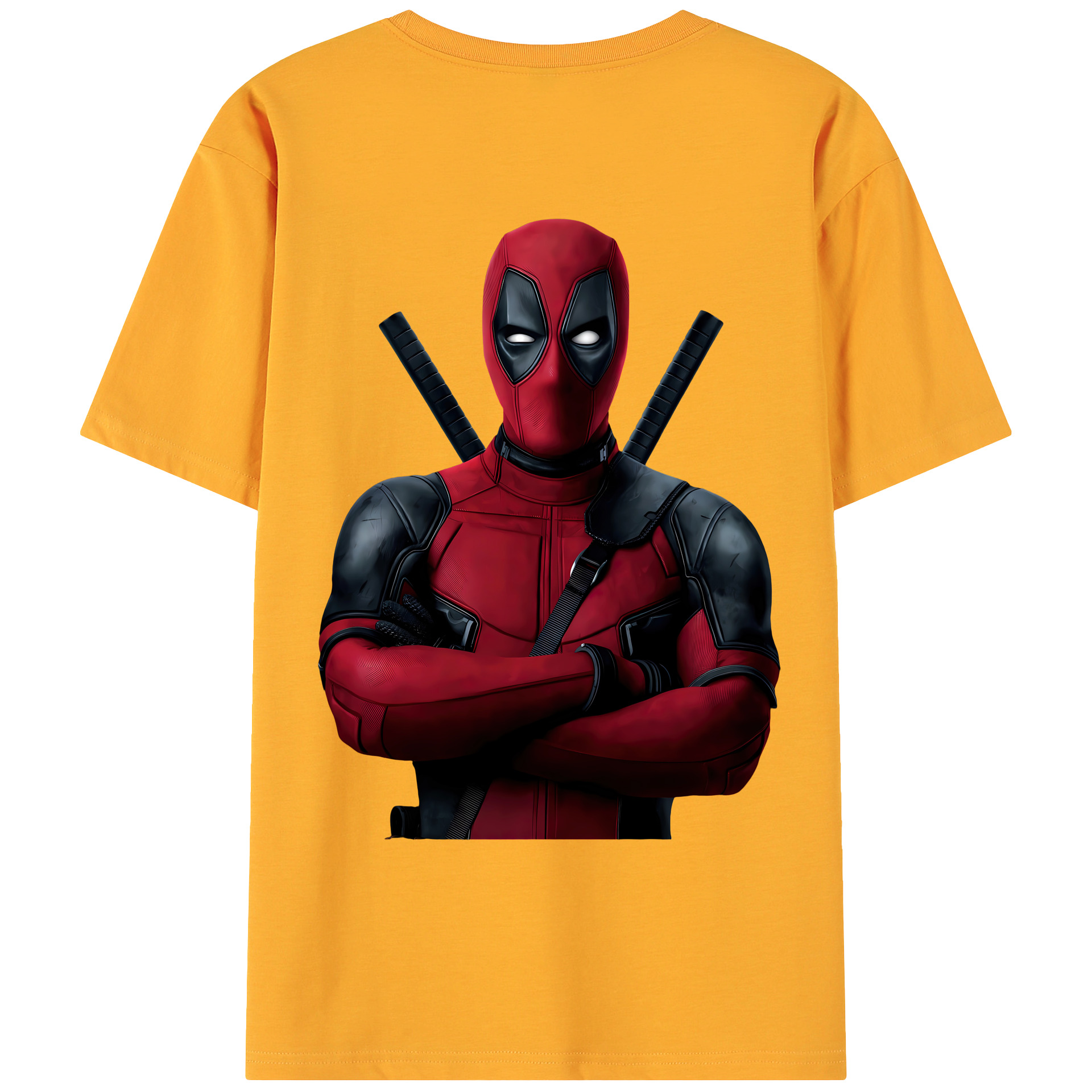 （画像用） Deadpool デッドプール 綿100％ メンズ半袖Tシャツ（バックプリント） 通気性