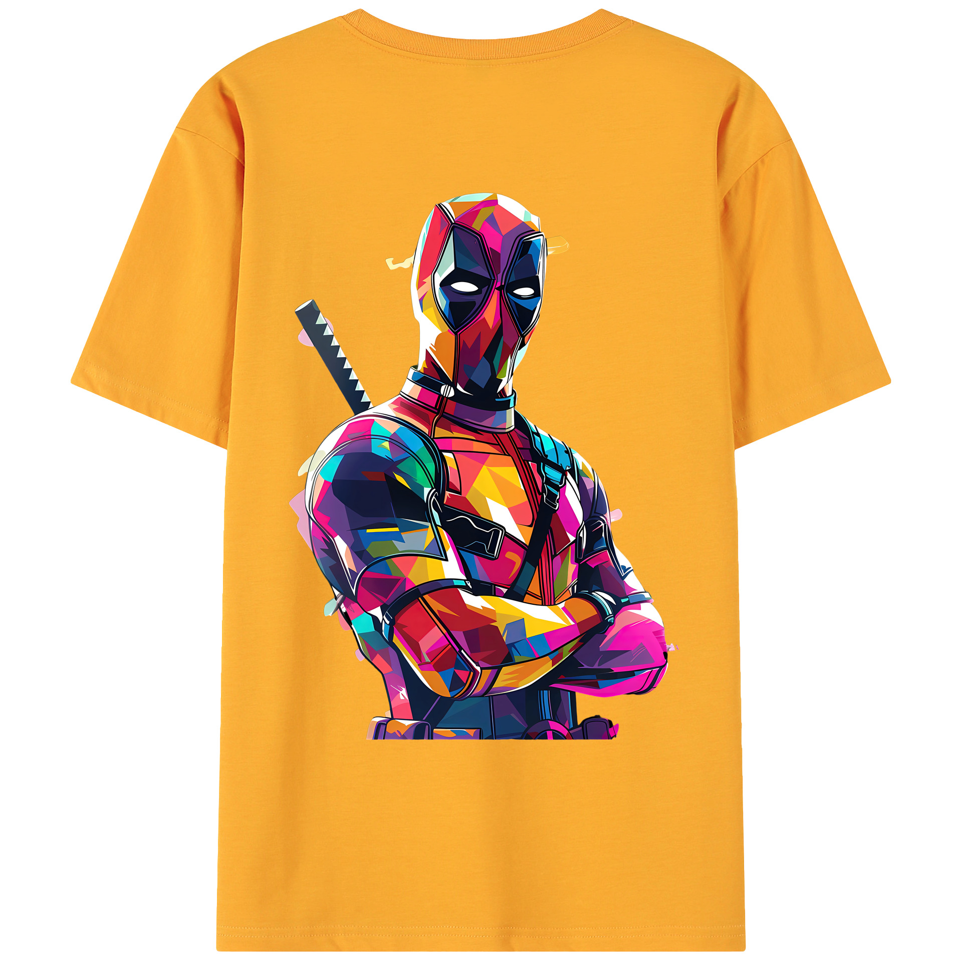（画像用） Deadpool デッドプール 綿100％ メンズ半袖Tシャツ（バックプリント） 通気性