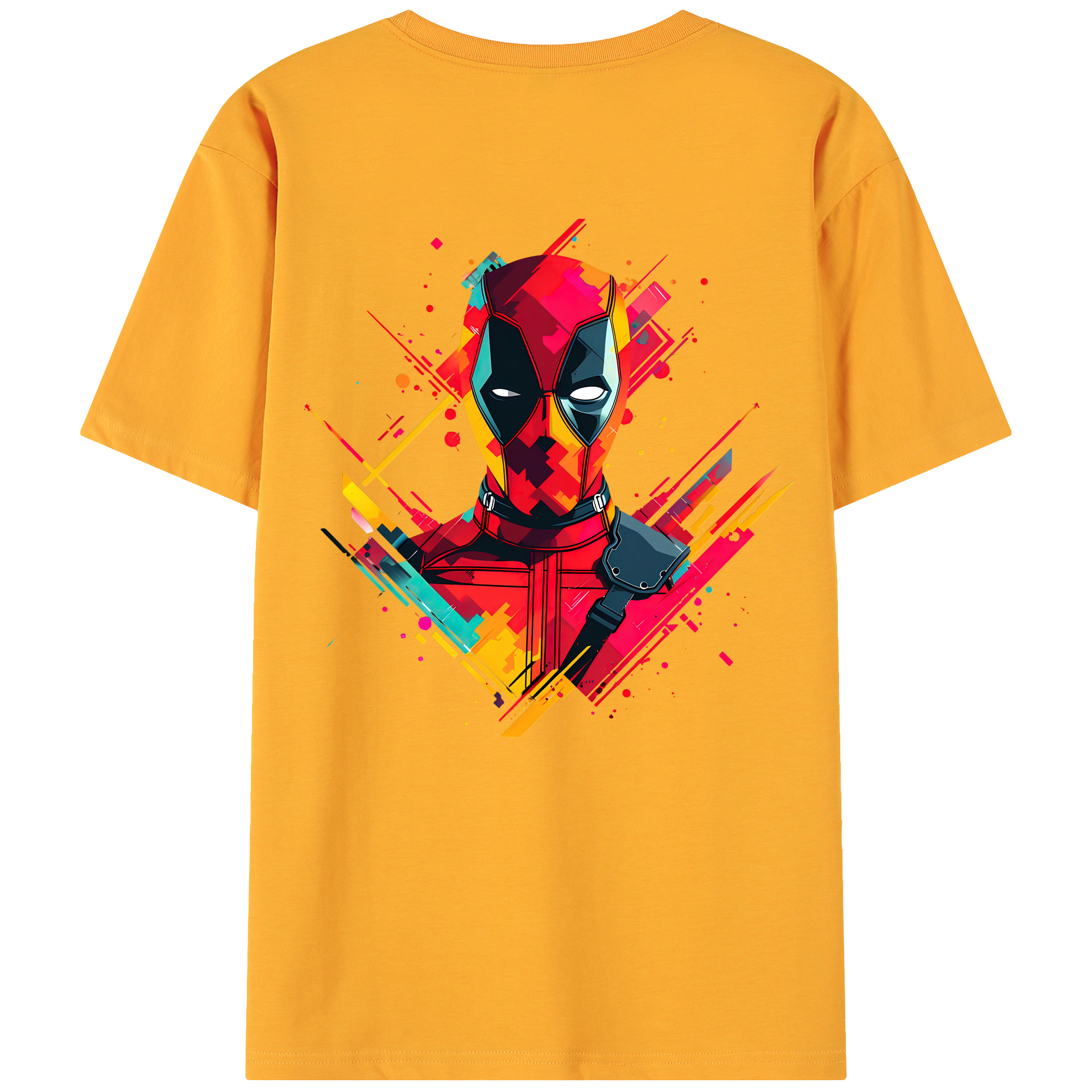 （画像用） Deadpool デッドプール 綿100％ メンズ半袖Tシャツ（バックプリント） 通気性
