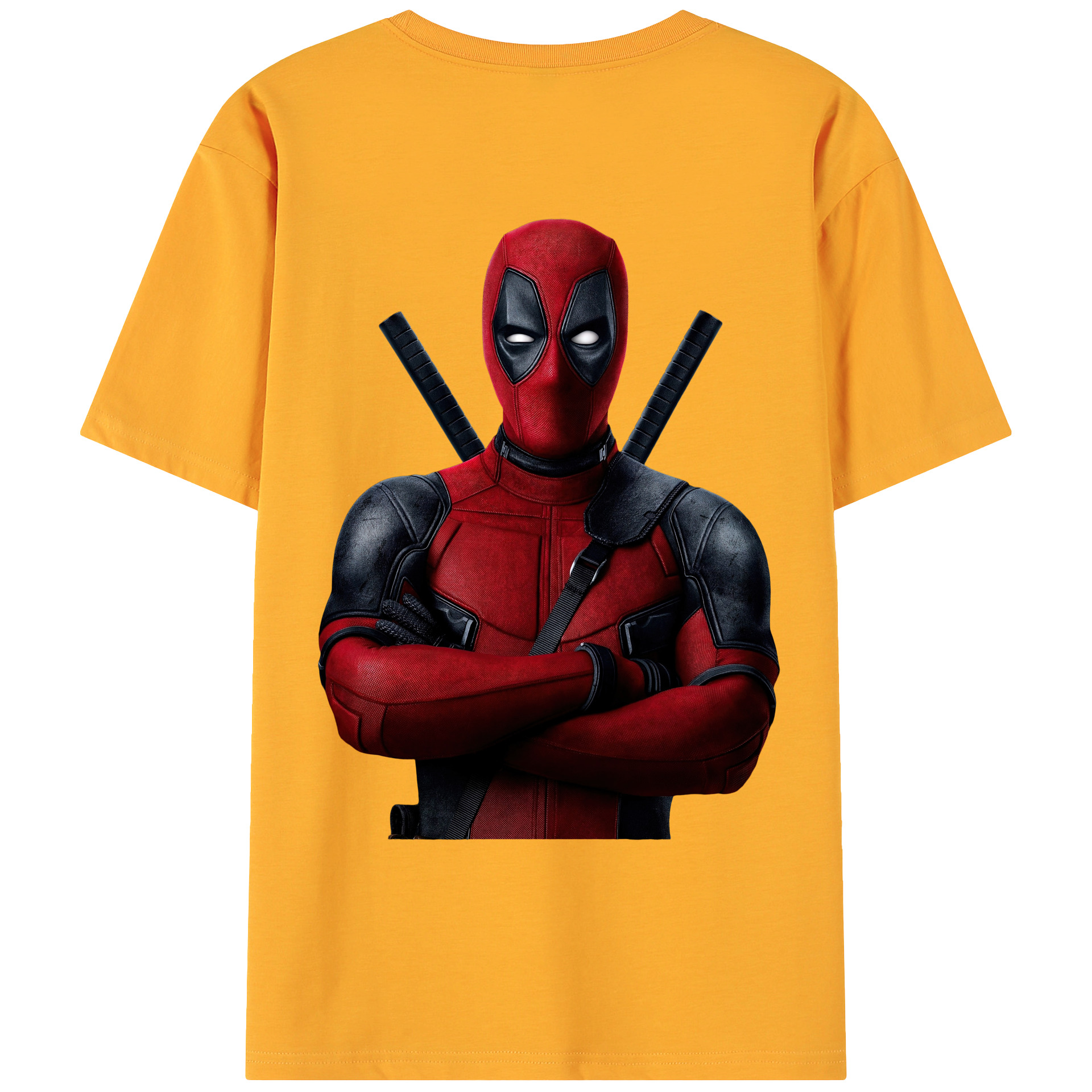 （画像用） Deadpool デッドプール 綿100％ メンズ半袖Tシャツ（バックプリント） 通気性