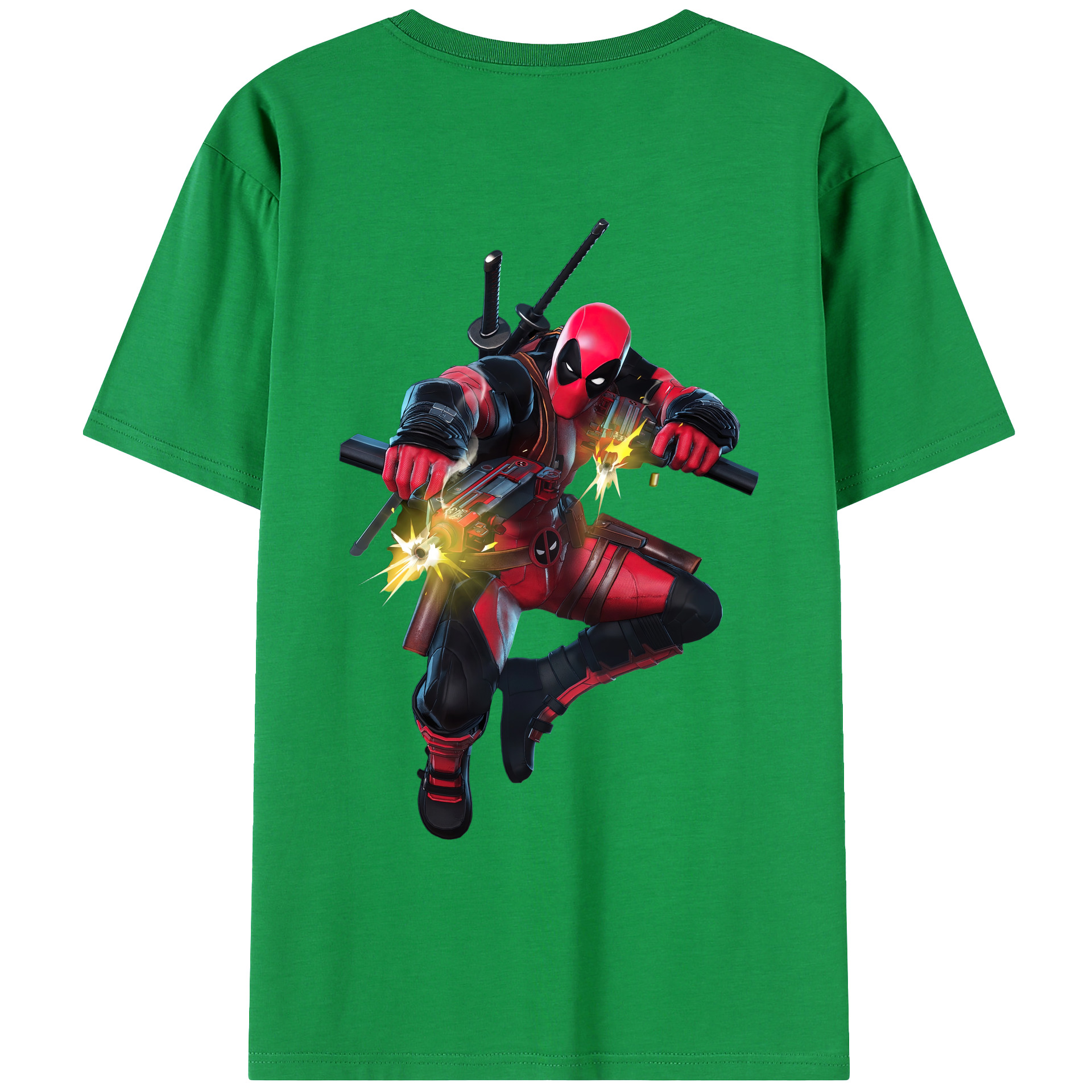 （画像用） Deadpool デッドプール 綿100％ メンズ半袖Tシャツ（バックプリント） 通気性
