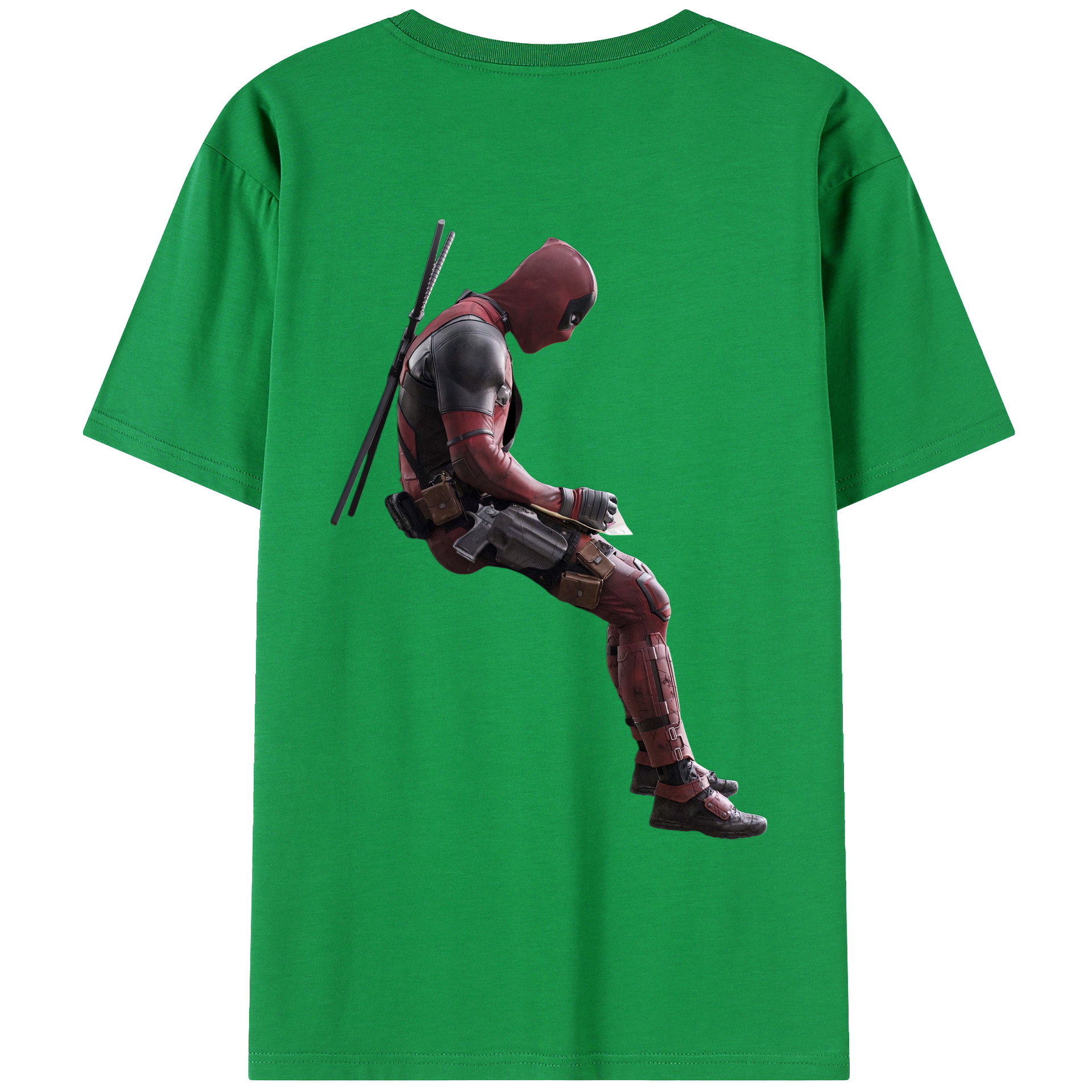 （画像用） Deadpool デッドプール 綿100％ メンズ半袖Tシャツ（バックプリント） 通気性