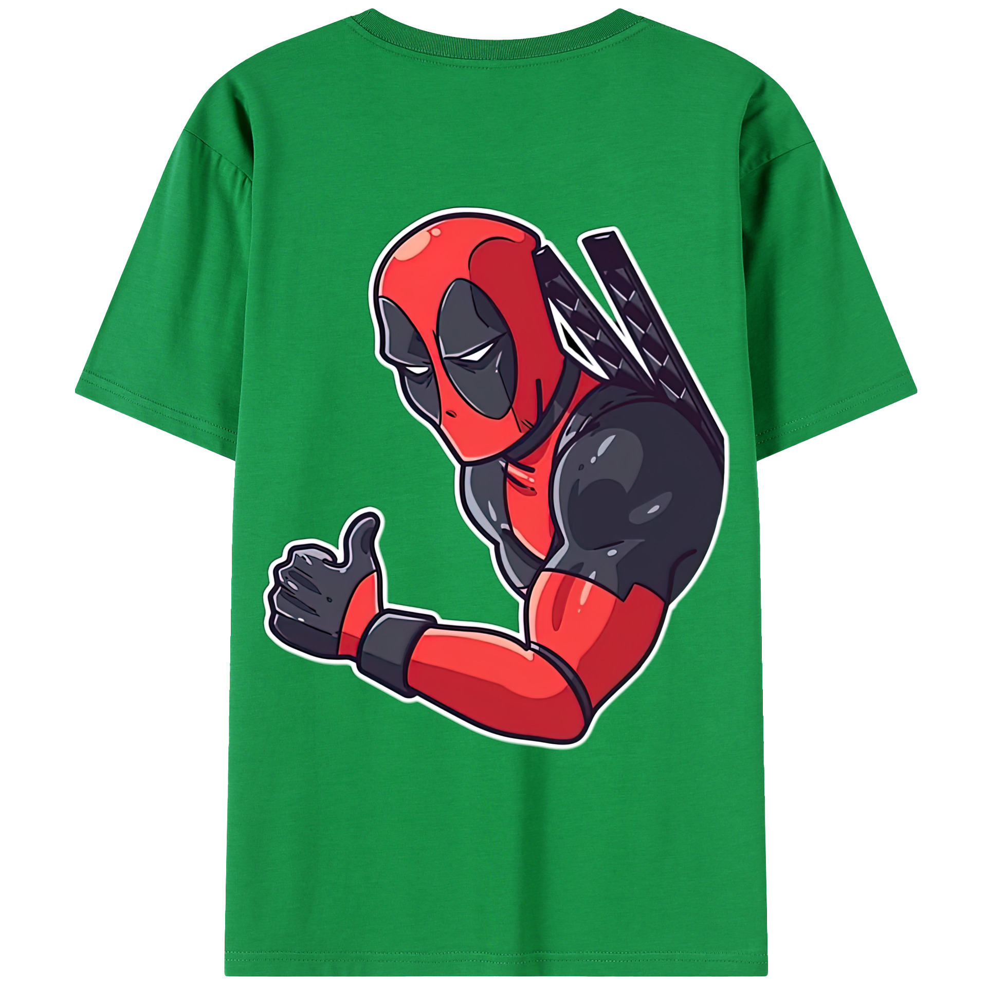 （画像用） Deadpool デッドプール 綿100％ メンズ半袖Tシャツ（バックプリント） 通気性