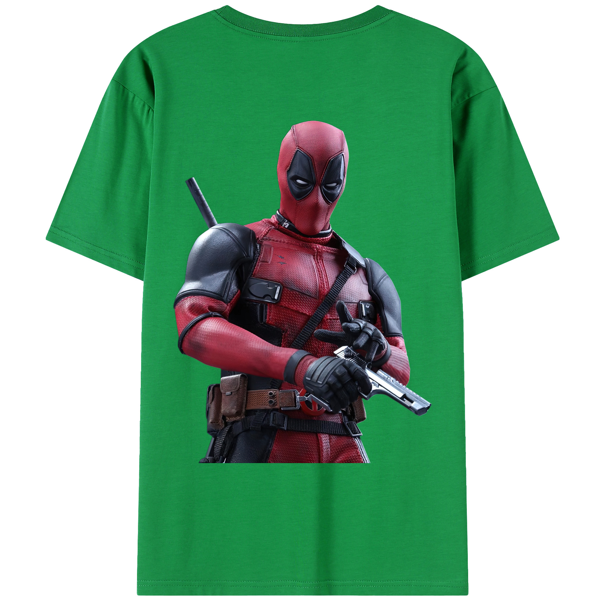 （画像用） Deadpool デッドプール 綿100％ メンズ半袖Tシャツ（バックプリント） 通気性