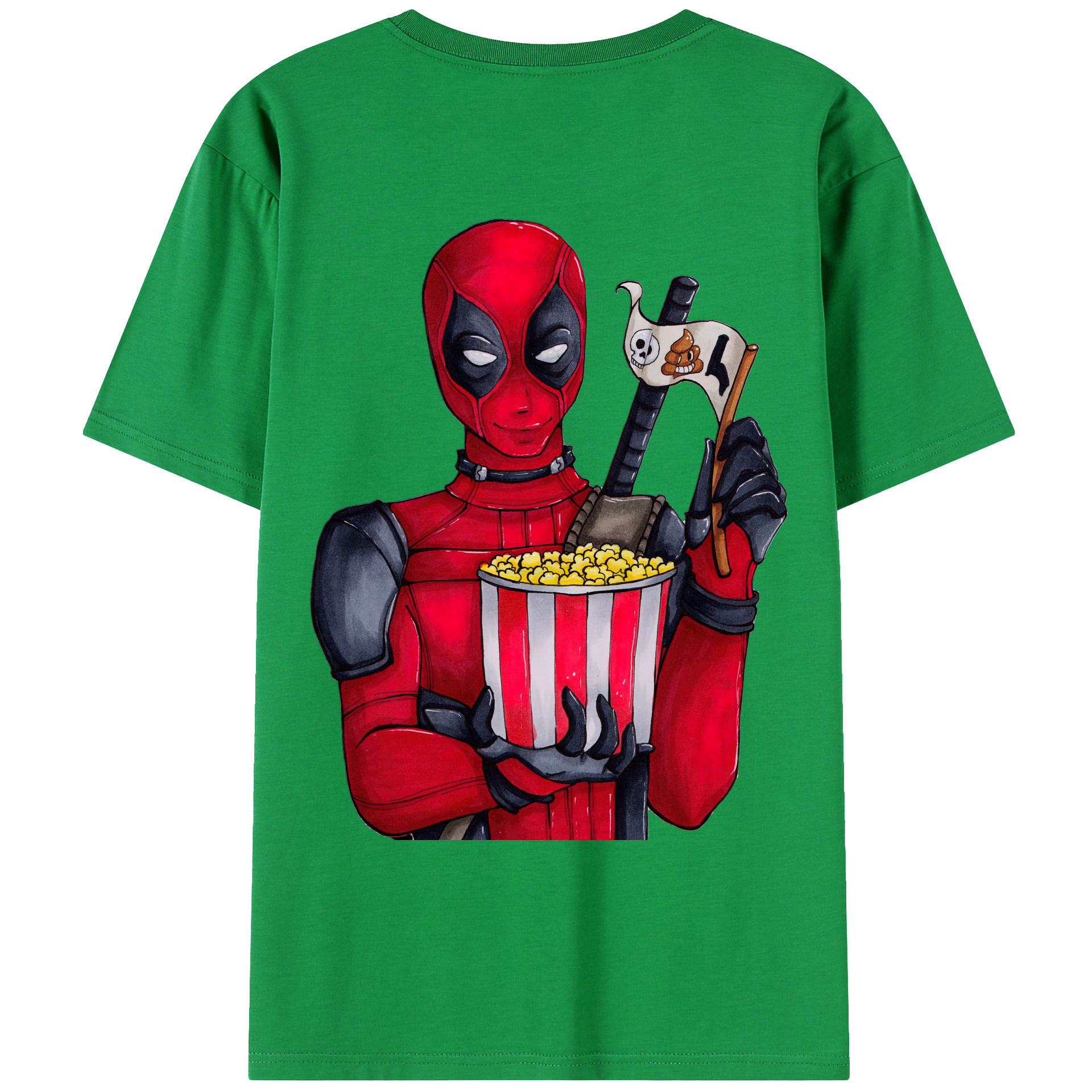（画像用） Deadpool デッドプール 綿100％ メンズ半袖Tシャツ（バックプリント） 通気性