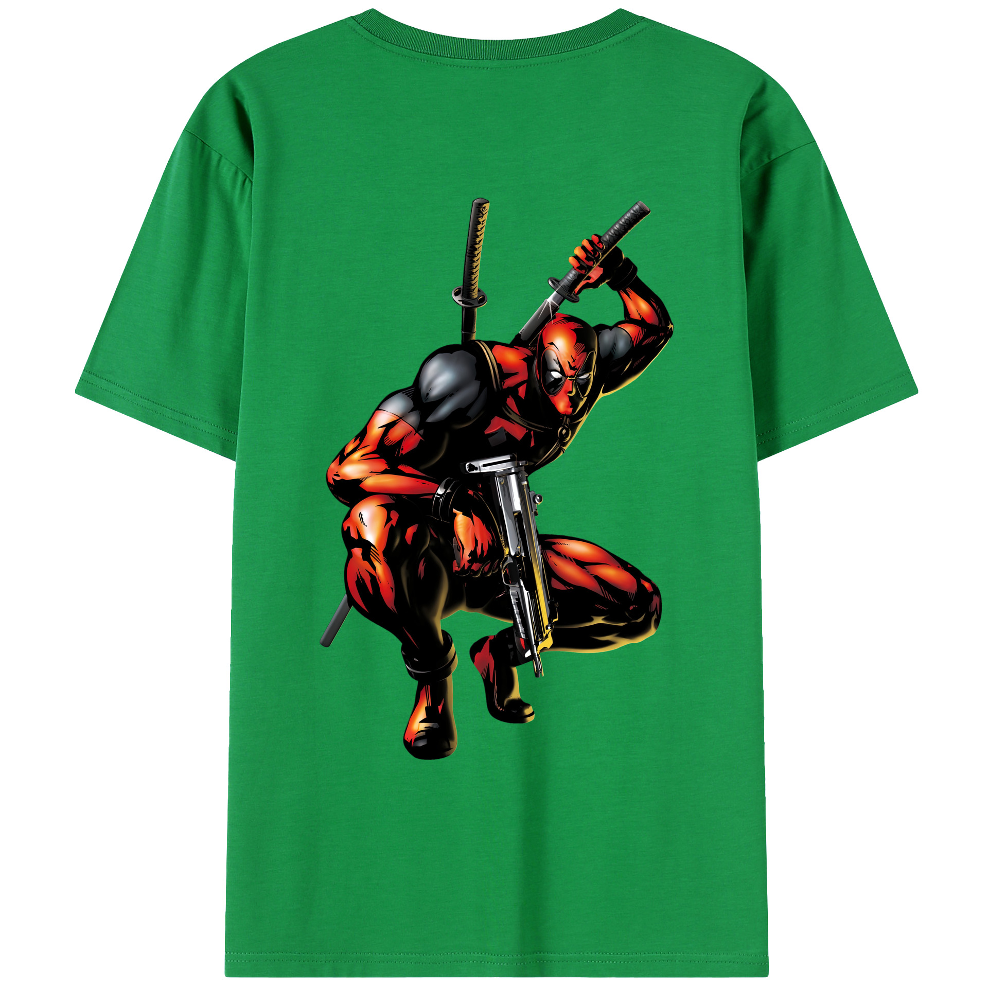 （画像用） Deadpool デッドプール 綿100％ メンズ半袖Tシャツ（バックプリント） 通気性