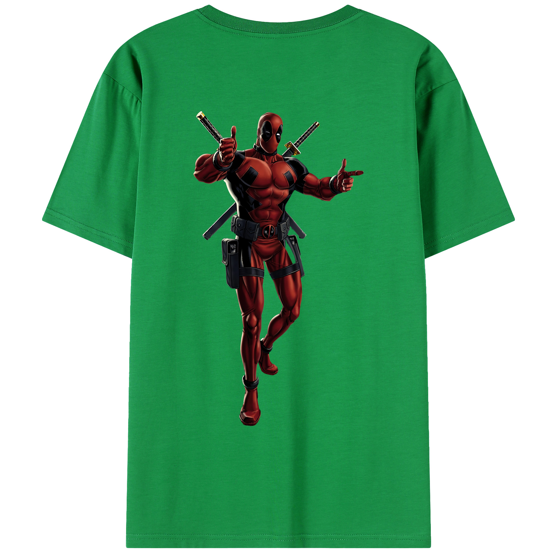 （画像用） Deadpool デッドプール 綿100％ メンズ半袖Tシャツ（バックプリント） 通気性