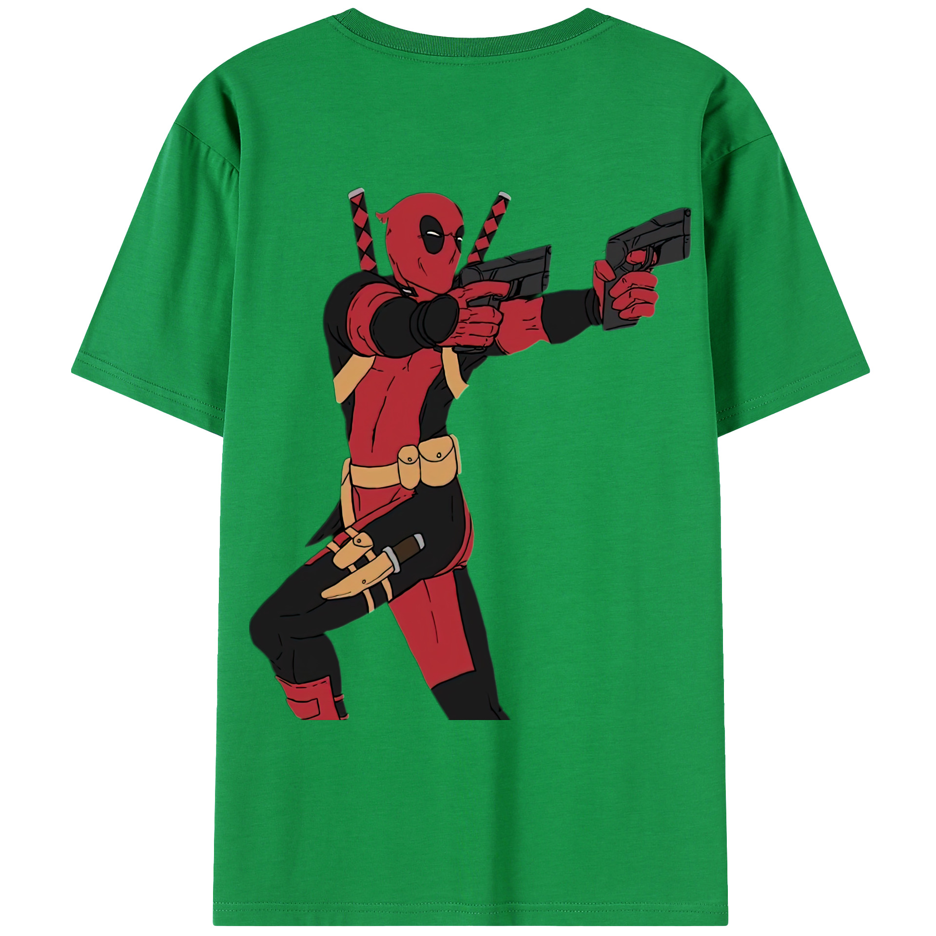 （画像用） Deadpool デッドプール 綿100％ メンズ半袖Tシャツ（バックプリント） 通気性