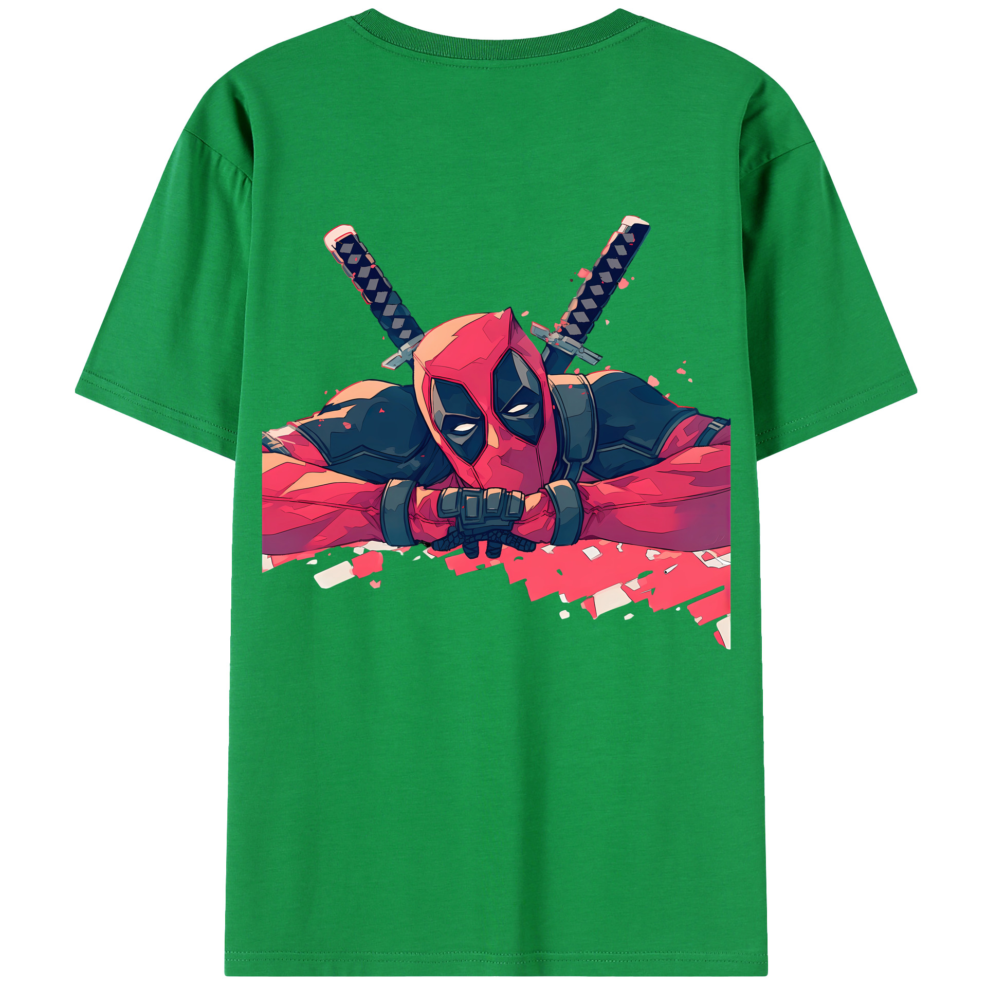 （画像用） Deadpool デッドプール 綿100％ メンズ半袖Tシャツ（バックプリント） 通気性