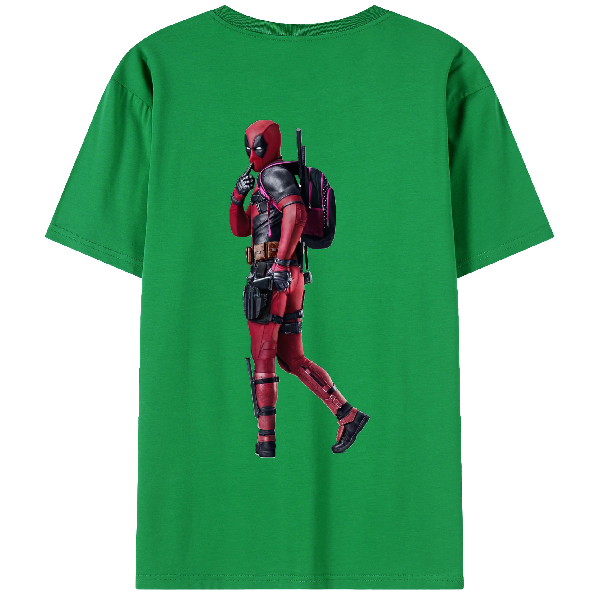 （画像用） Deadpool デッドプール 綿100％ メンズ半袖Tシャツ（バックプリント） 通気性