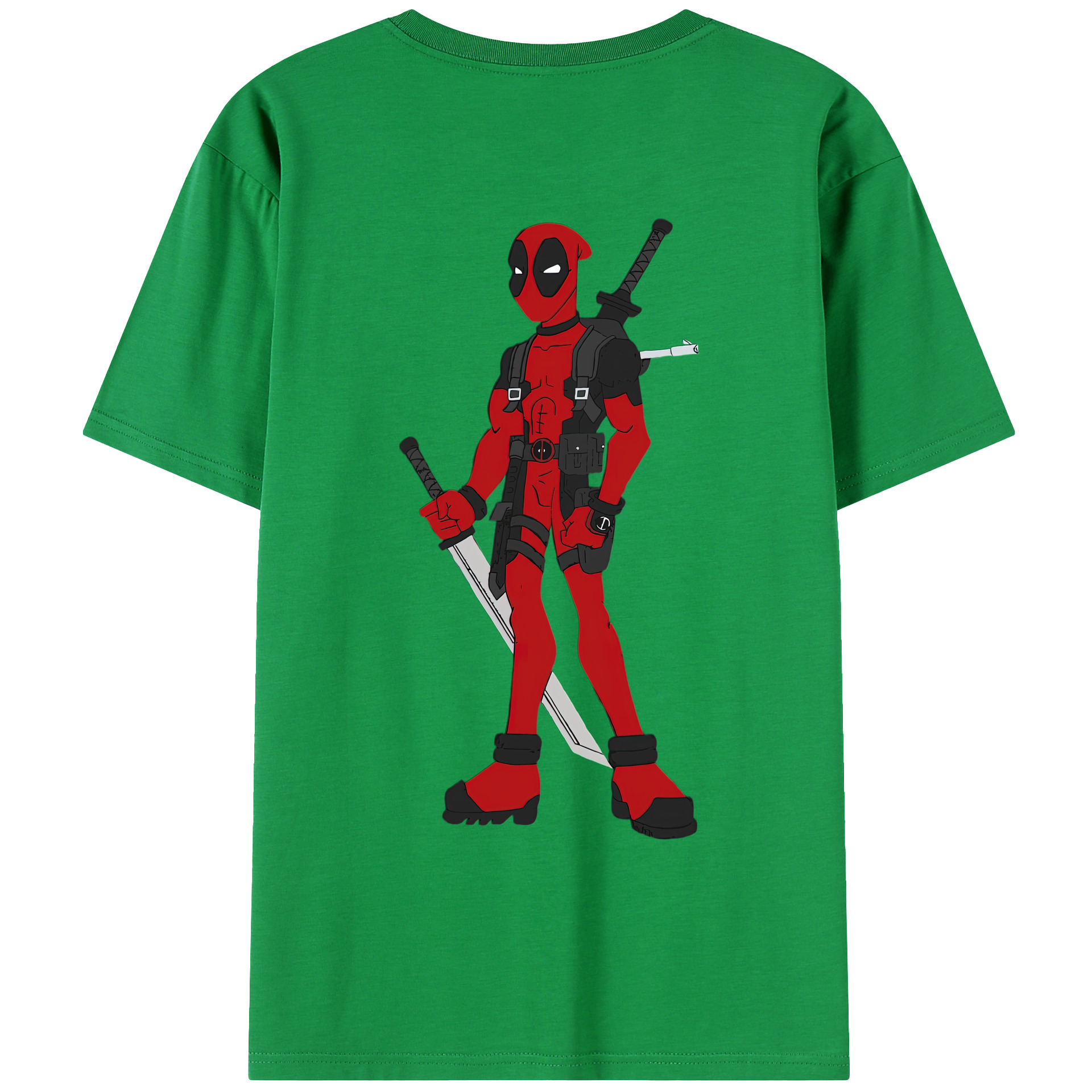 （画像用） Deadpool デッドプール 綿100％ メンズ半袖Tシャツ（バックプリント） 通気性