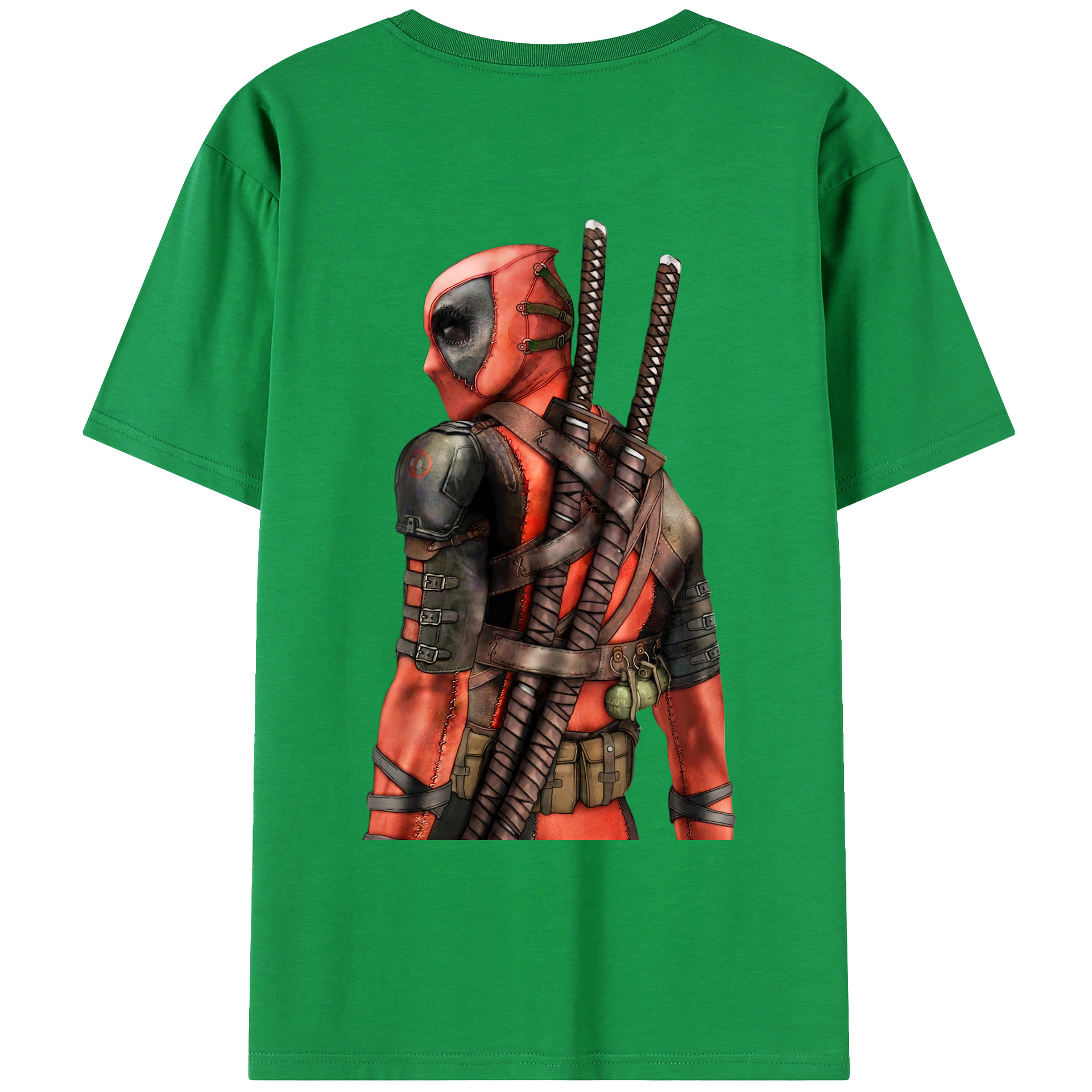 （画像用） Deadpool デッドプール 綿100％ メンズ半袖Tシャツ（バックプリント） 通気性