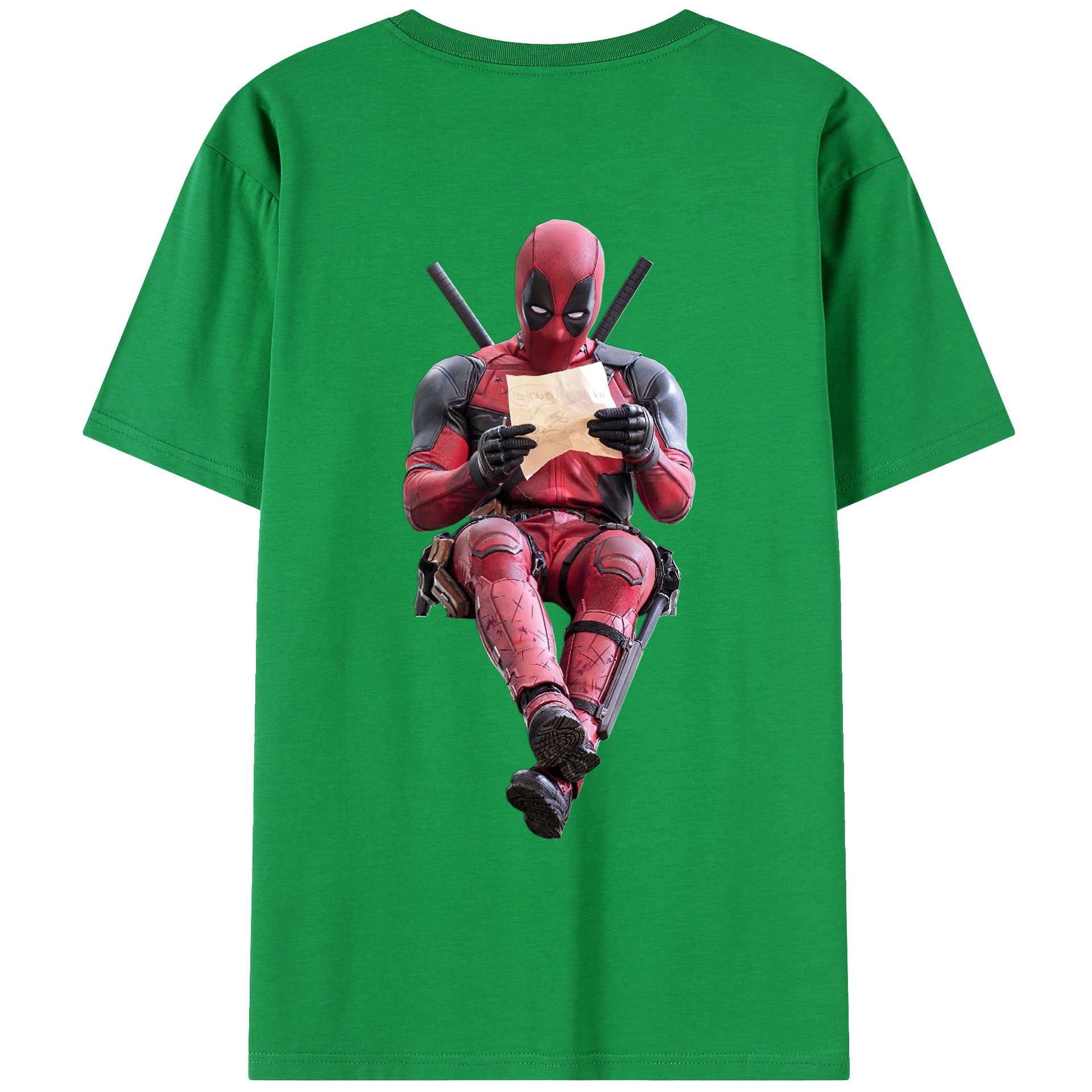 （画像用） Deadpool デッドプール 綿100％ メンズ半袖Tシャツ（バックプリント） 通気性