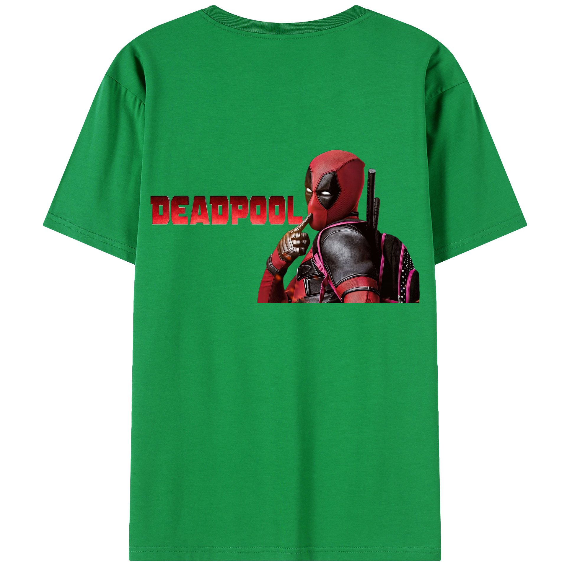 （画像用） Deadpool デッドプール 綿100％ メンズ半袖Tシャツ（バックプリント） 通気性
