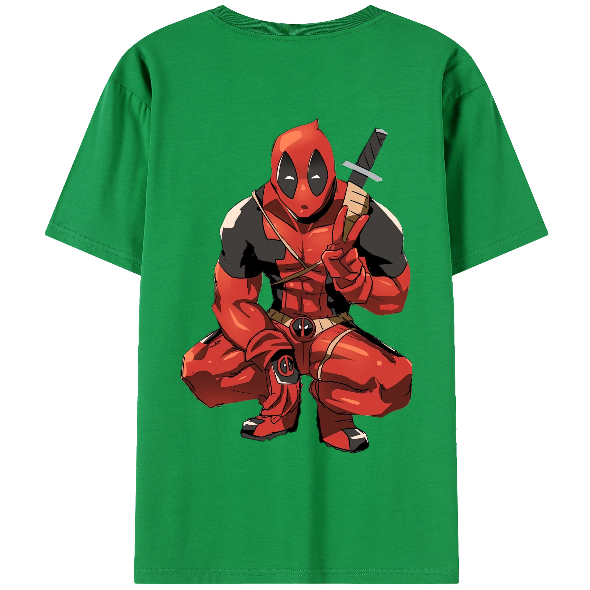 （画像用） Deadpool デッドプール 綿100％ メンズ半袖Tシャツ（バックプリント） 通気性