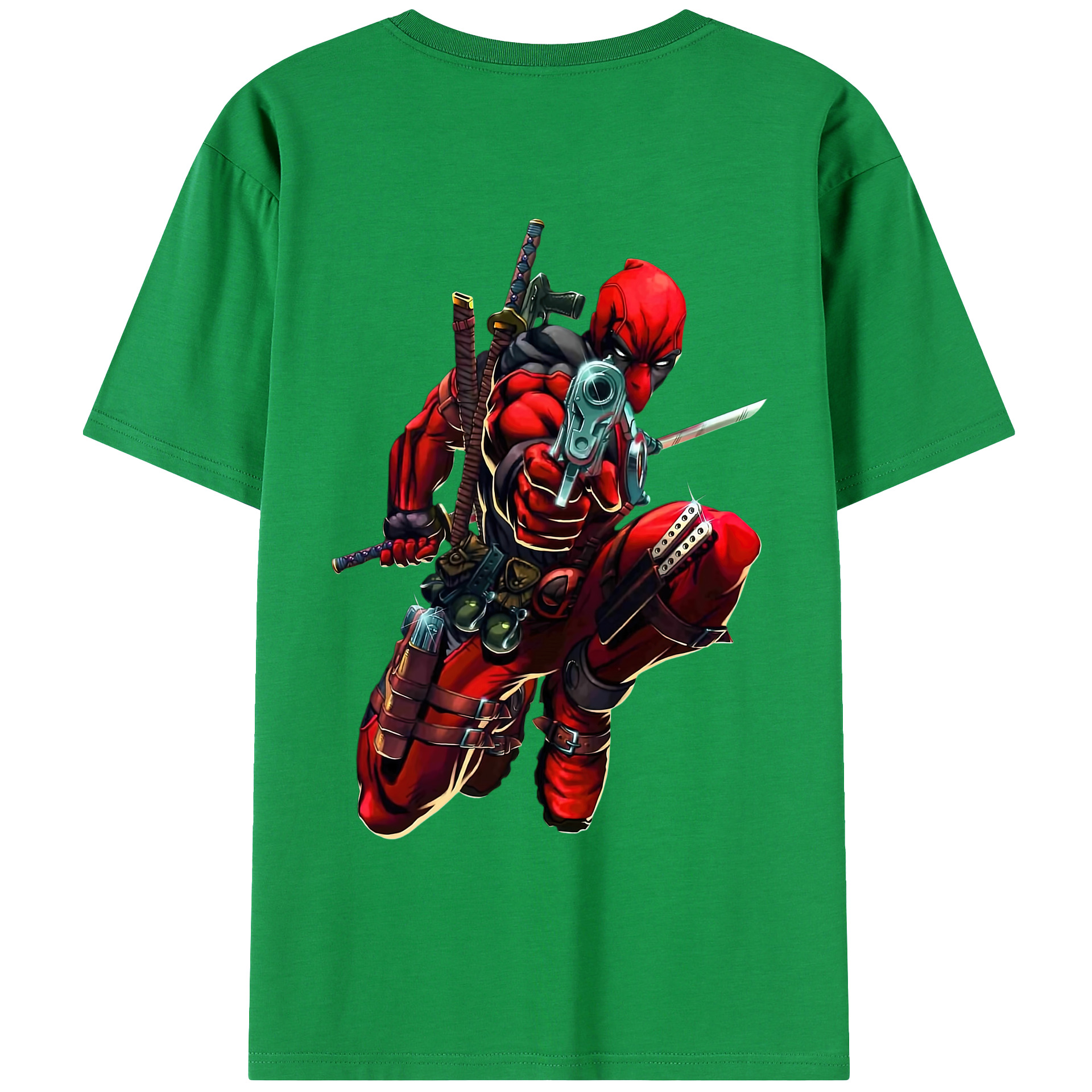 （画像用） Deadpool デッドプール 綿100％ メンズ半袖Tシャツ（バックプリント） 通気性