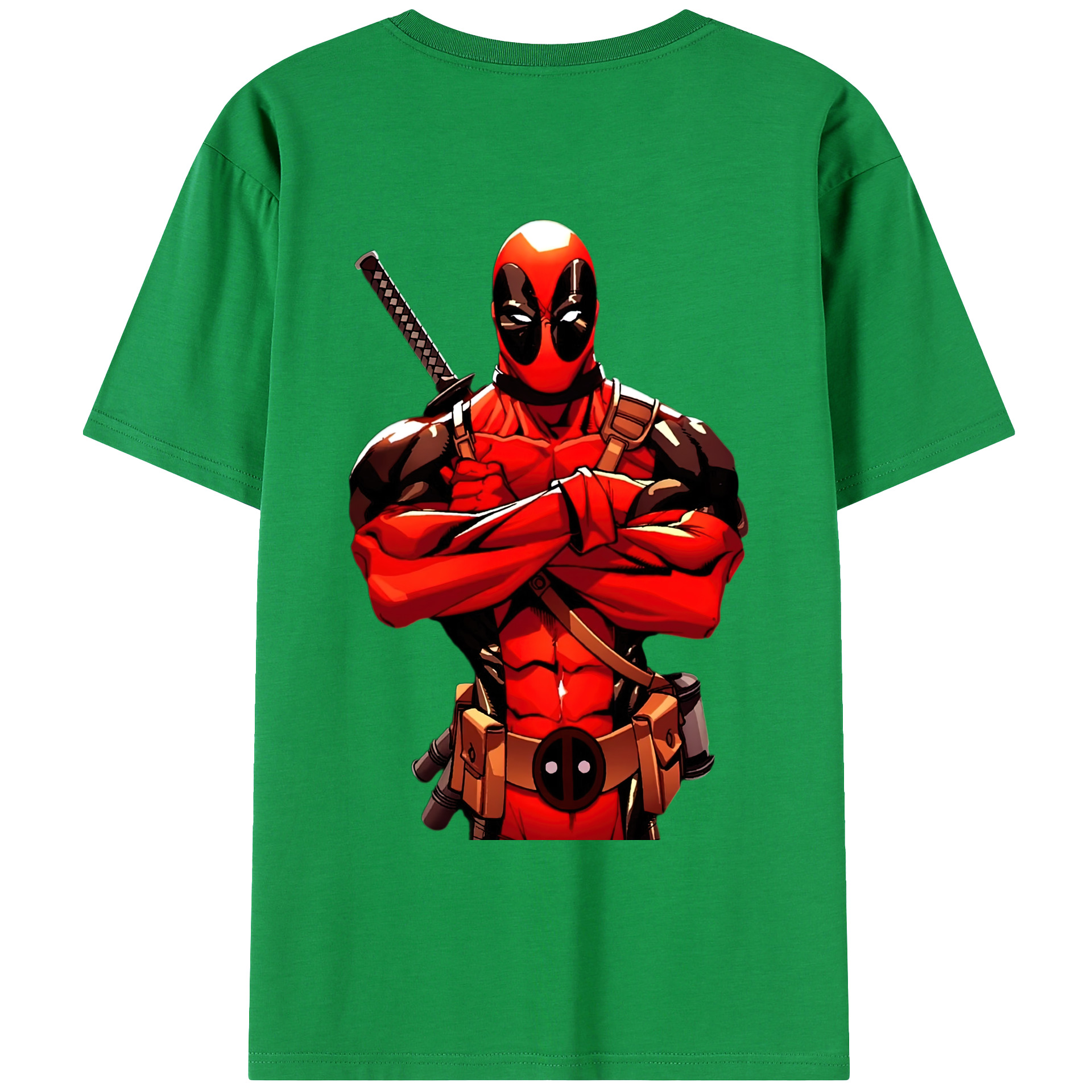 （画像用） Deadpool デッドプール 綿100％ メンズ半袖Tシャツ（バックプリント） 通気性