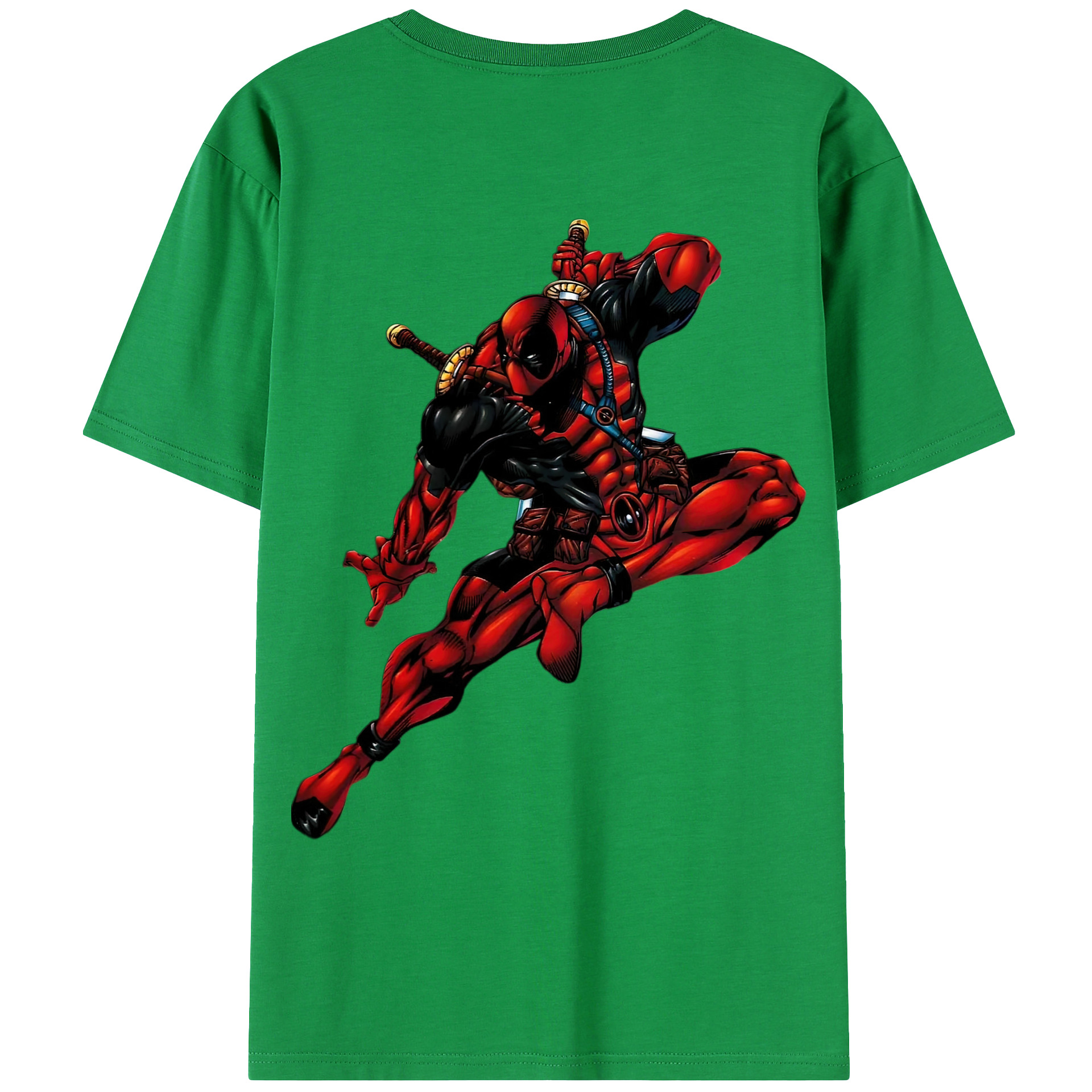 （画像用） Deadpool デッドプール 綿100％ メンズ半袖Tシャツ（バックプリント） 通気性
