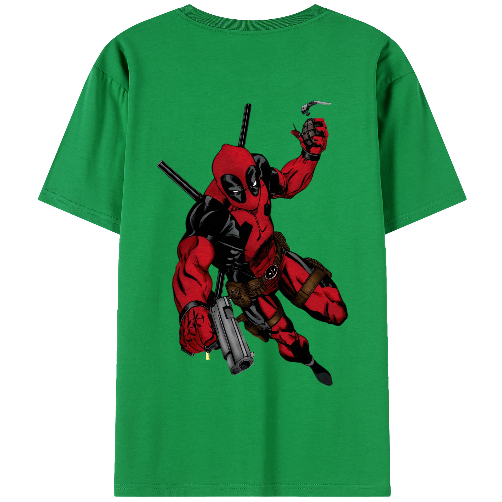 （画像用） Deadpool デッドプール 綿100％ メンズ半袖Tシャツ（バックプリント） 通気性