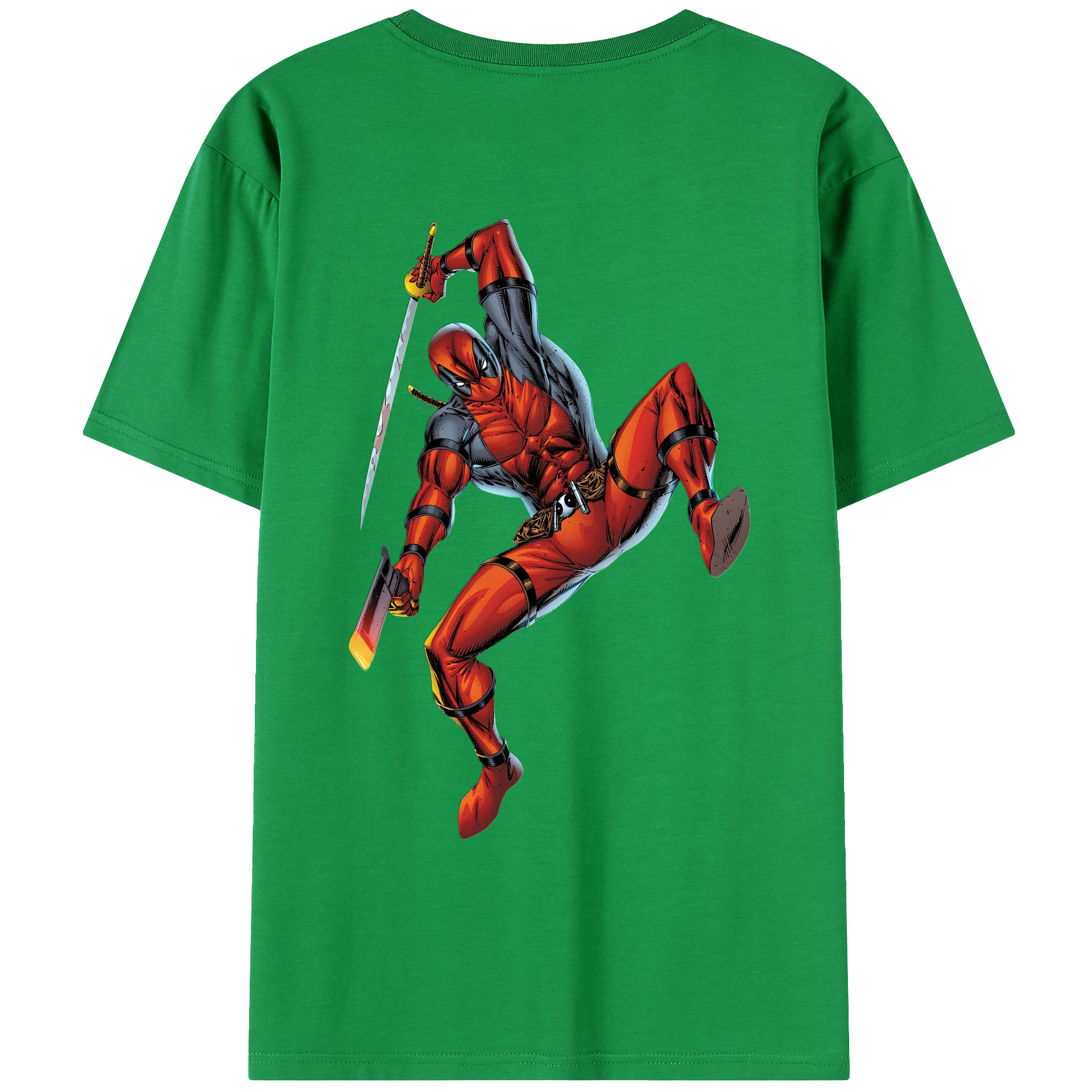 （画像用） Deadpool デッドプール 綿100％ メンズ半袖Tシャツ（バックプリント） 通気性