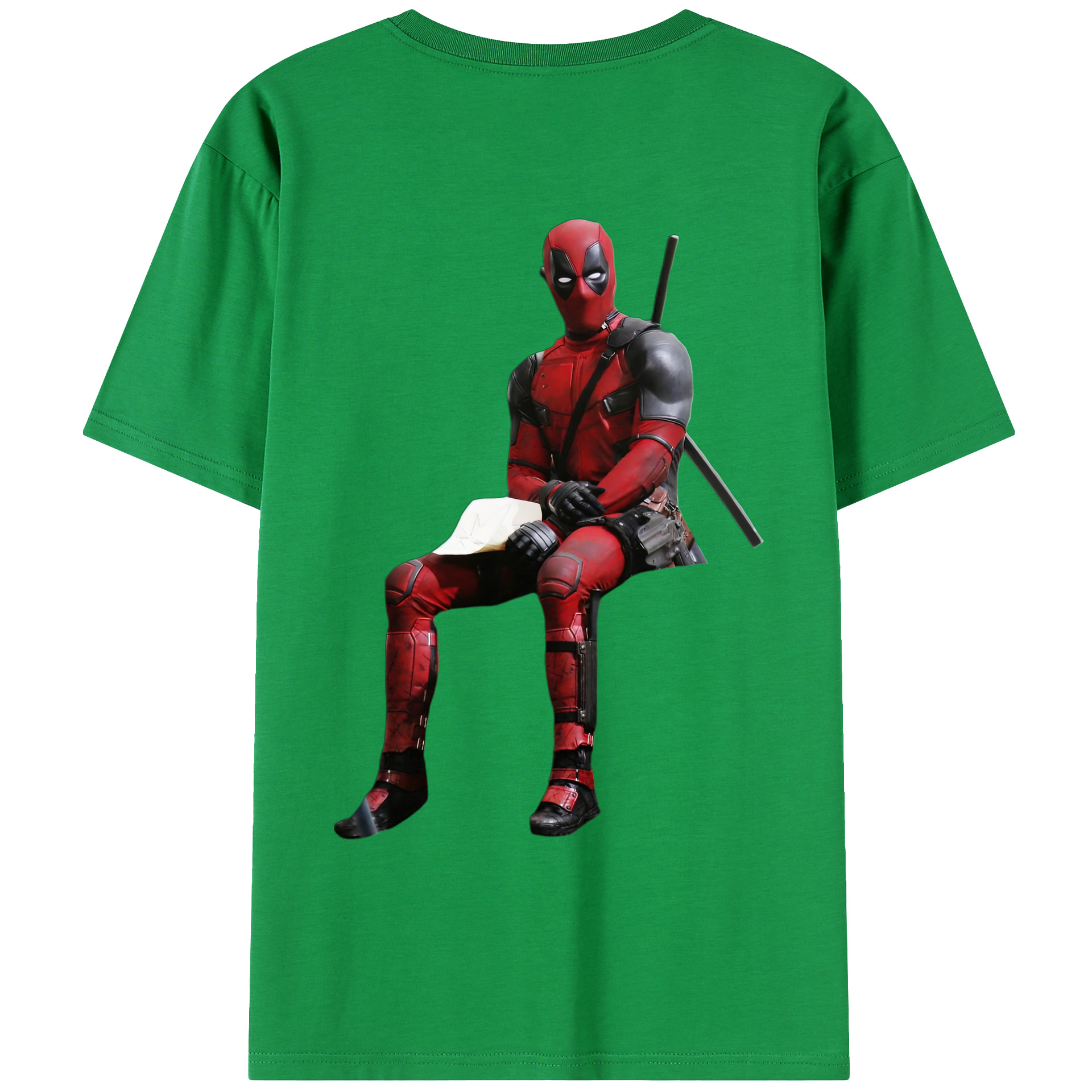 （画像用） Deadpool デッドプール 綿100％ メンズ半袖Tシャツ（バックプリント） 通気性