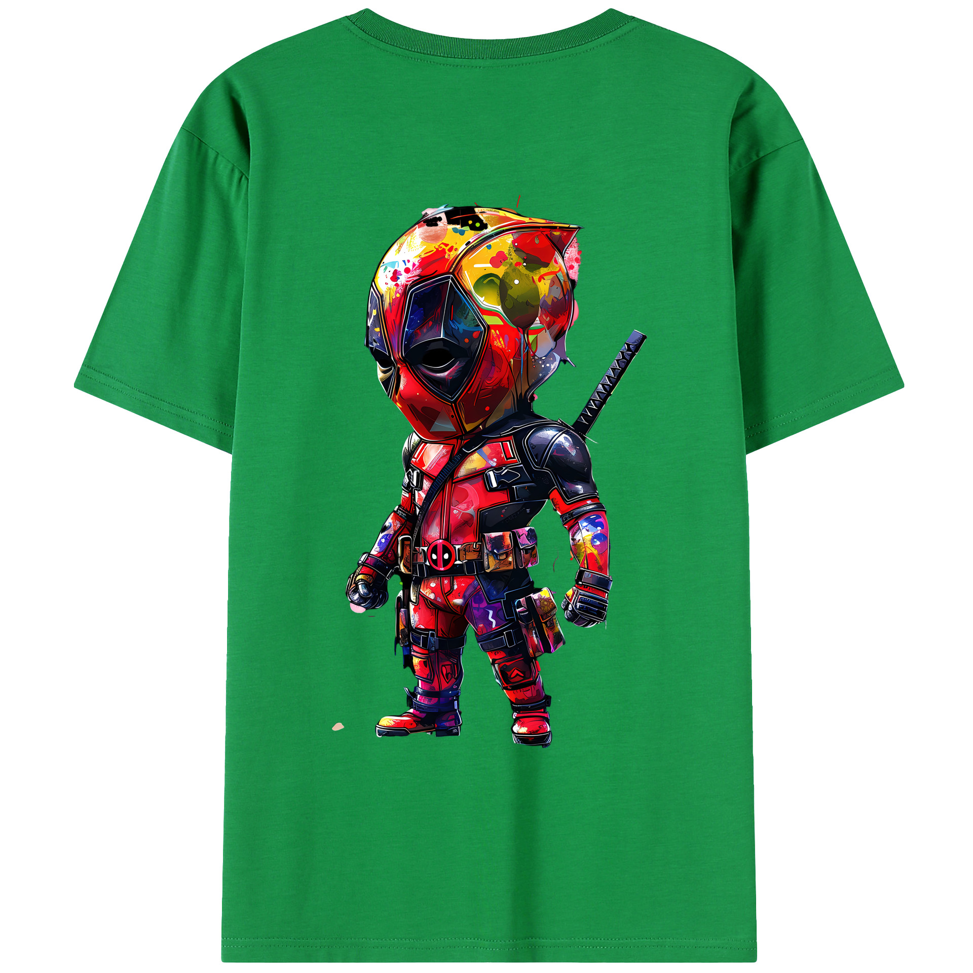 （画像用） Deadpool デッドプール 綿100％ メンズ半袖Tシャツ（バックプリント） 通気性