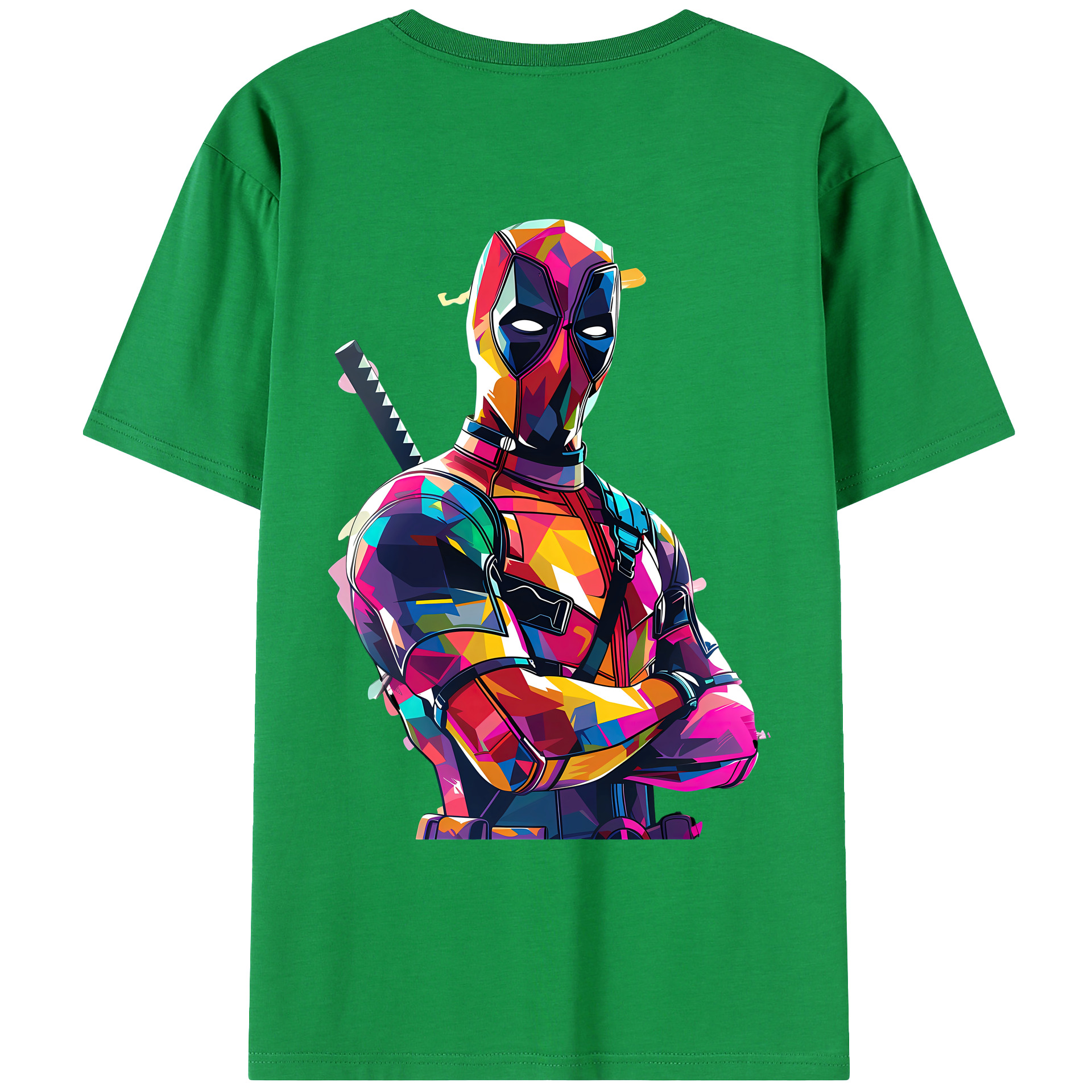 （画像用） Deadpool デッドプール 綿100％ メンズ半袖Tシャツ（バックプリント） 通気性