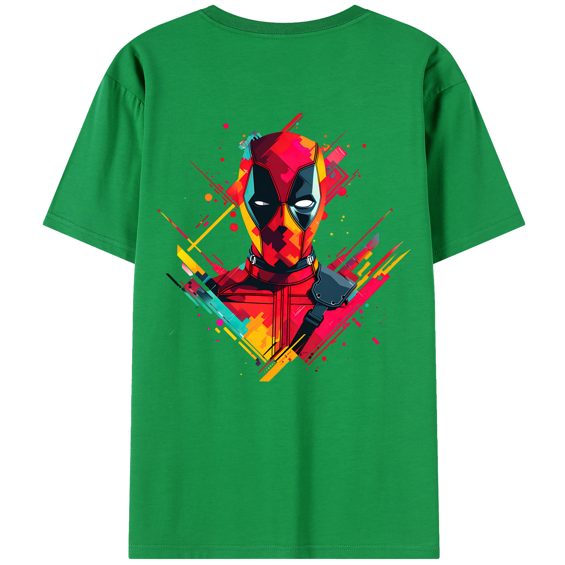 （画像用） Deadpool デッドプール 綿100％ メンズ半袖Tシャツ（バックプリント） 通気性