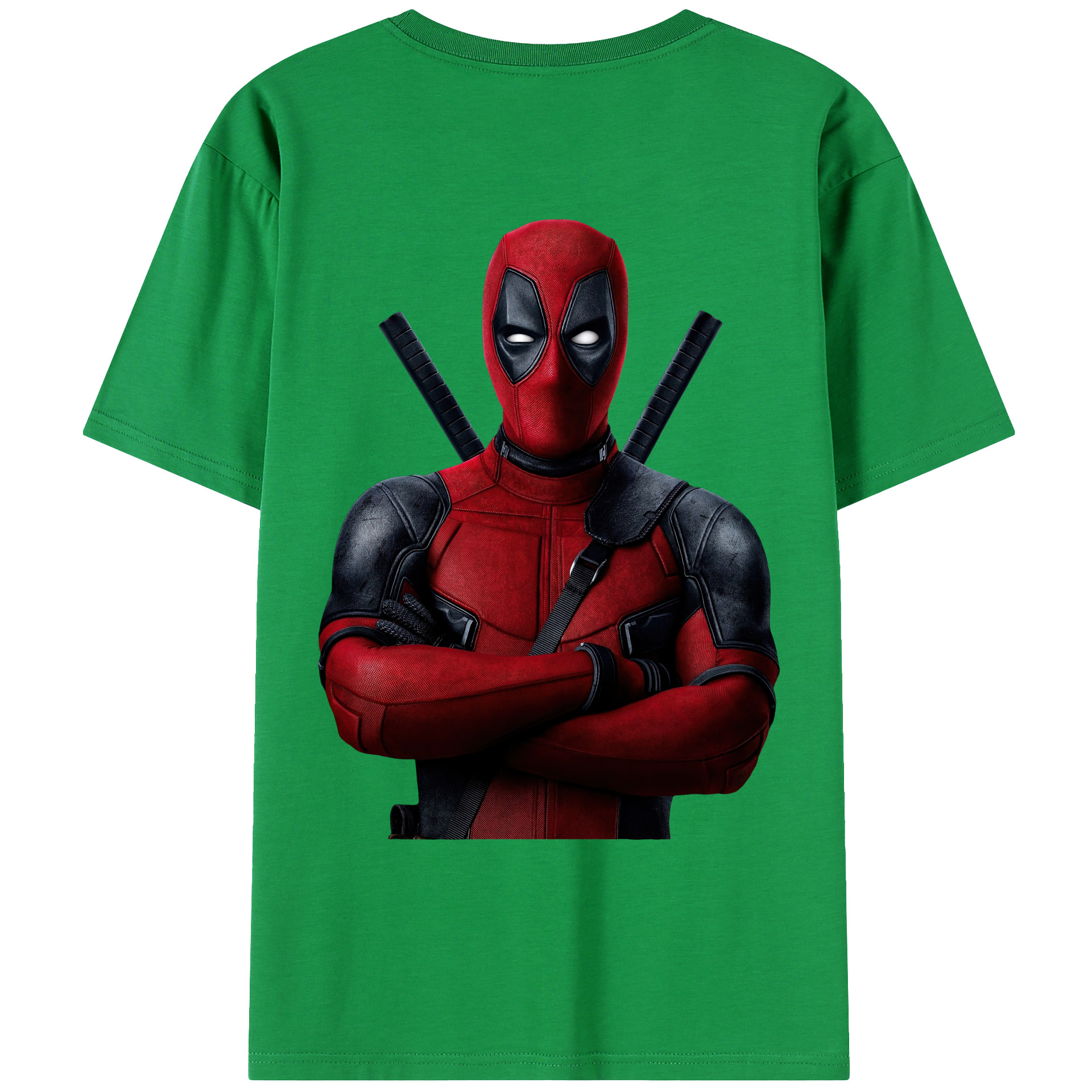 （画像用） Deadpool デッドプール 綿100％ メンズ半袖Tシャツ（バックプリント） 通気性