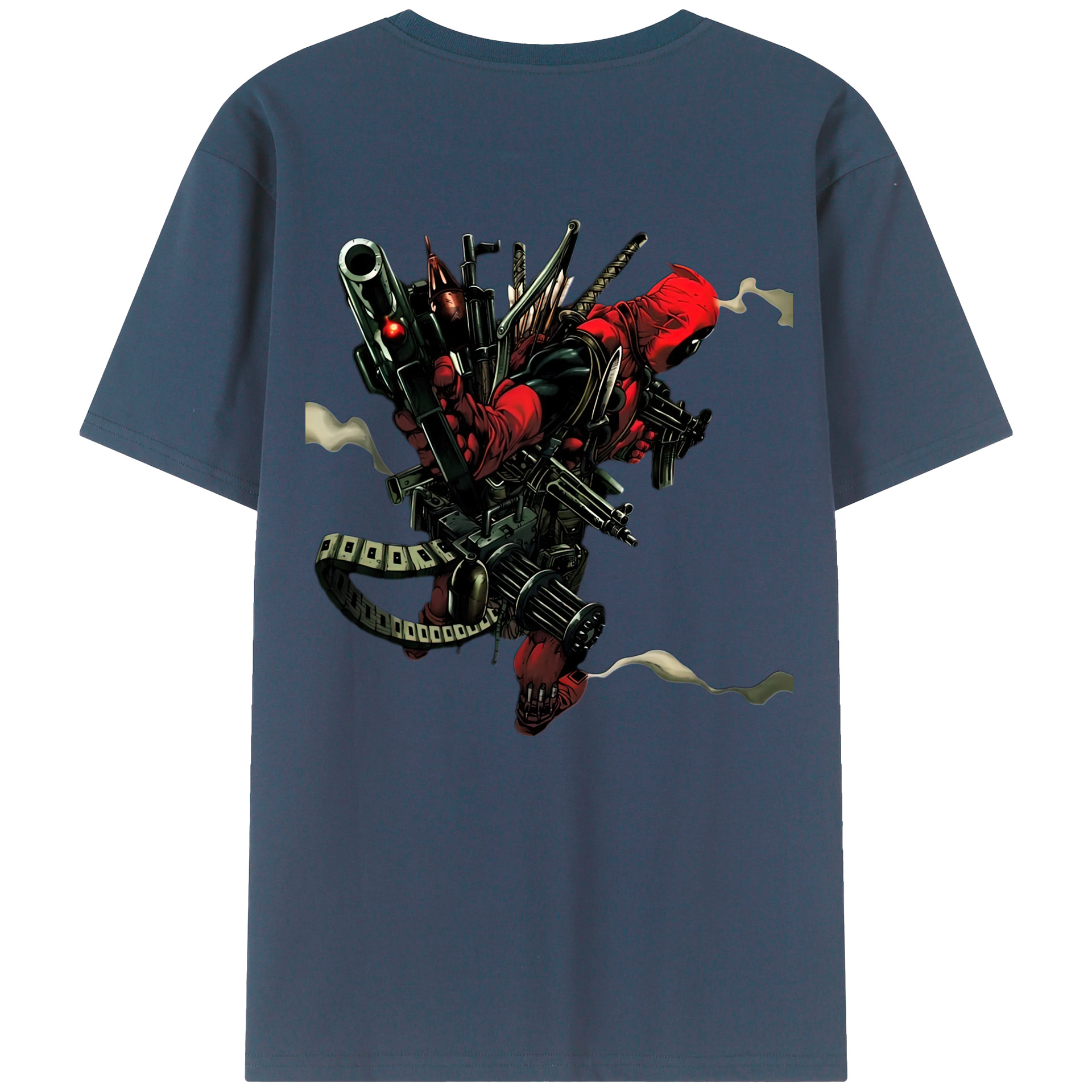 （画像用） Deadpool デッドプール 綿100％ メンズ半袖Tシャツ（バックプリント） 通気性