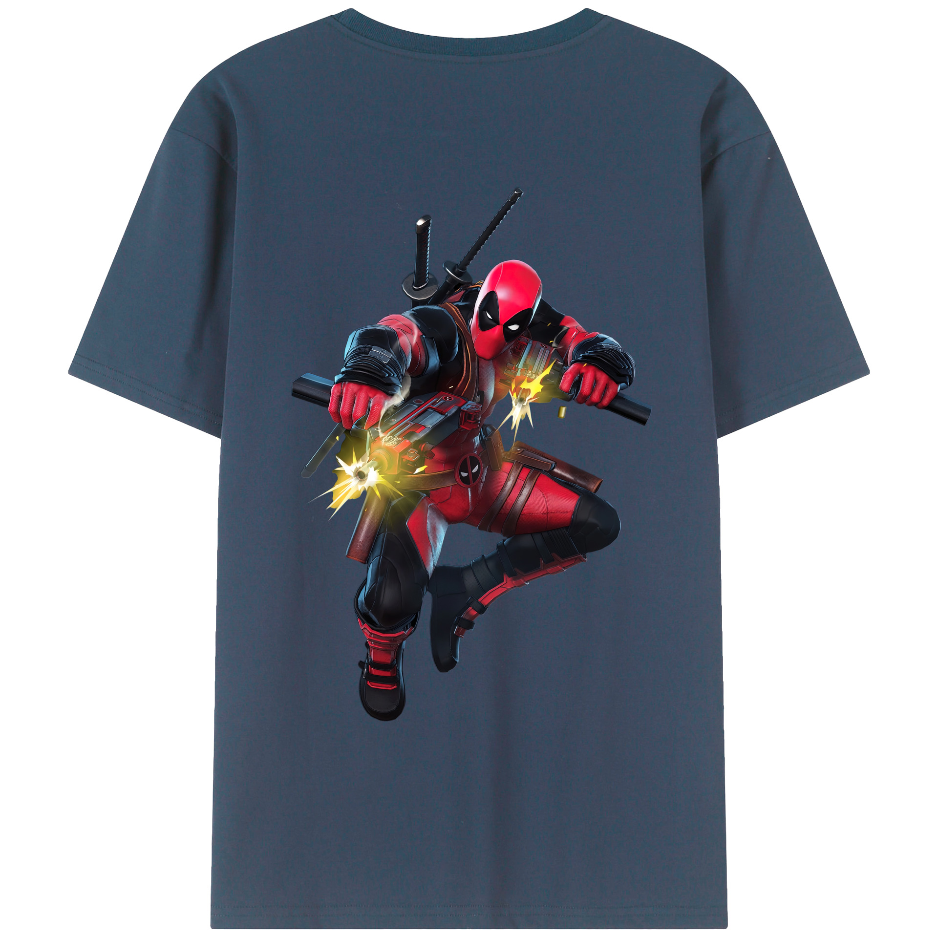（画像用） Deadpool デッドプール 綿100％ メンズ半袖Tシャツ（バックプリント） 通気性