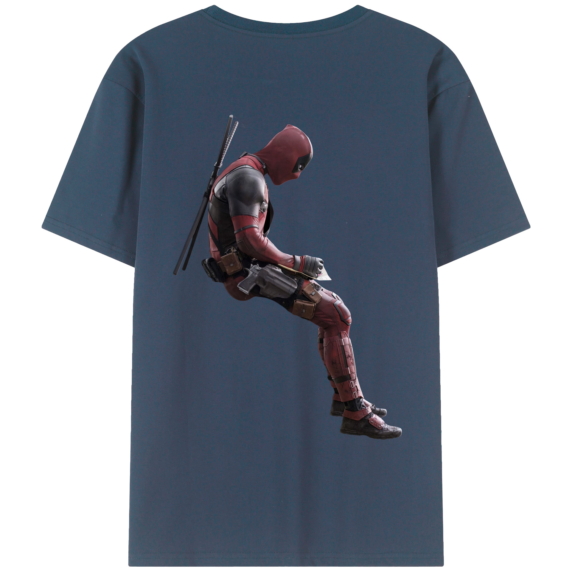 （画像用） Deadpool デッドプール 綿100％ メンズ半袖Tシャツ（バックプリント） 通気性