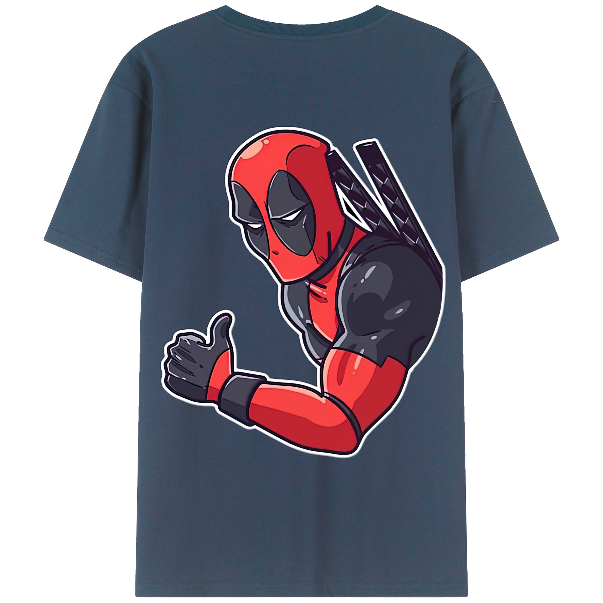 （画像用） Deadpool デッドプール 綿100％ メンズ半袖Tシャツ（バックプリント） 通気性