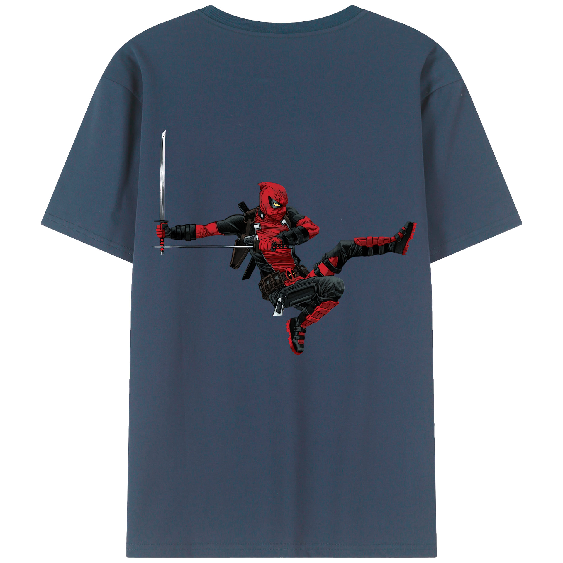 （画像用） Deadpool デッドプール 綿100％ メンズ半袖Tシャツ（バックプリント） 通気性
