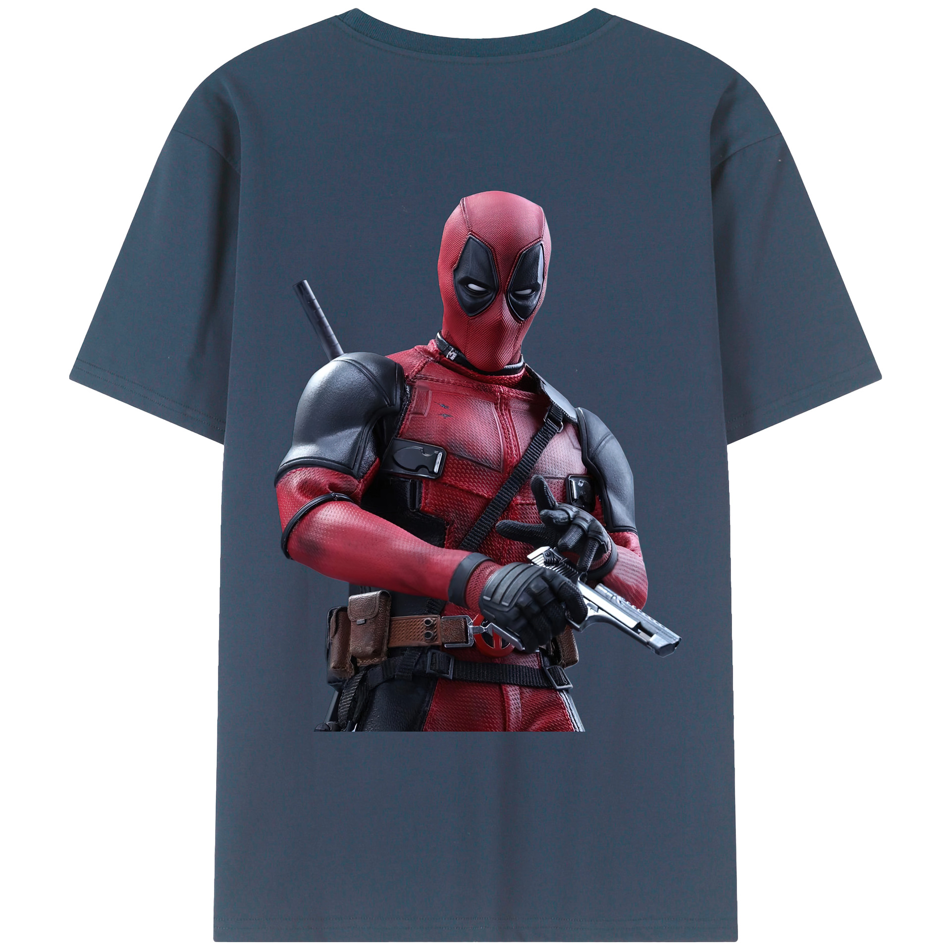 （画像用） Deadpool デッドプール 綿100％ メンズ半袖Tシャツ（バックプリント） 通気性