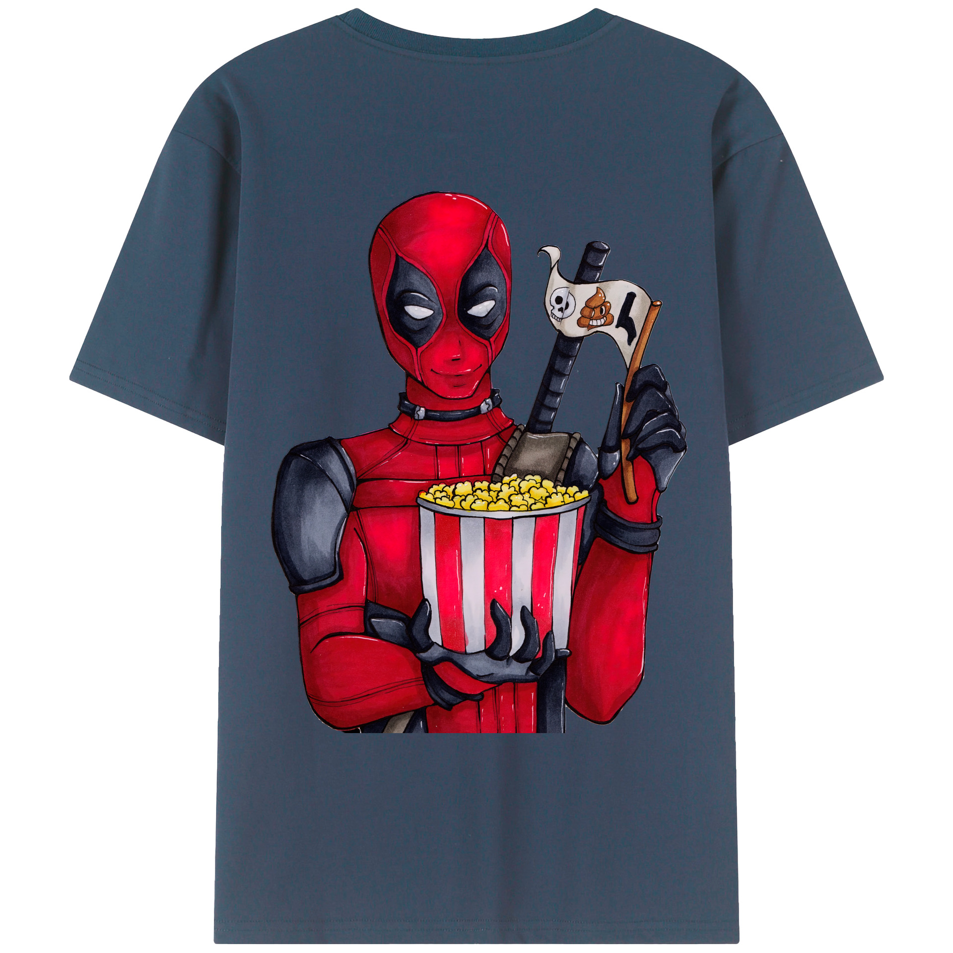 （画像用） Deadpool デッドプール 綿100％ メンズ半袖Tシャツ（バックプリント） 通気性