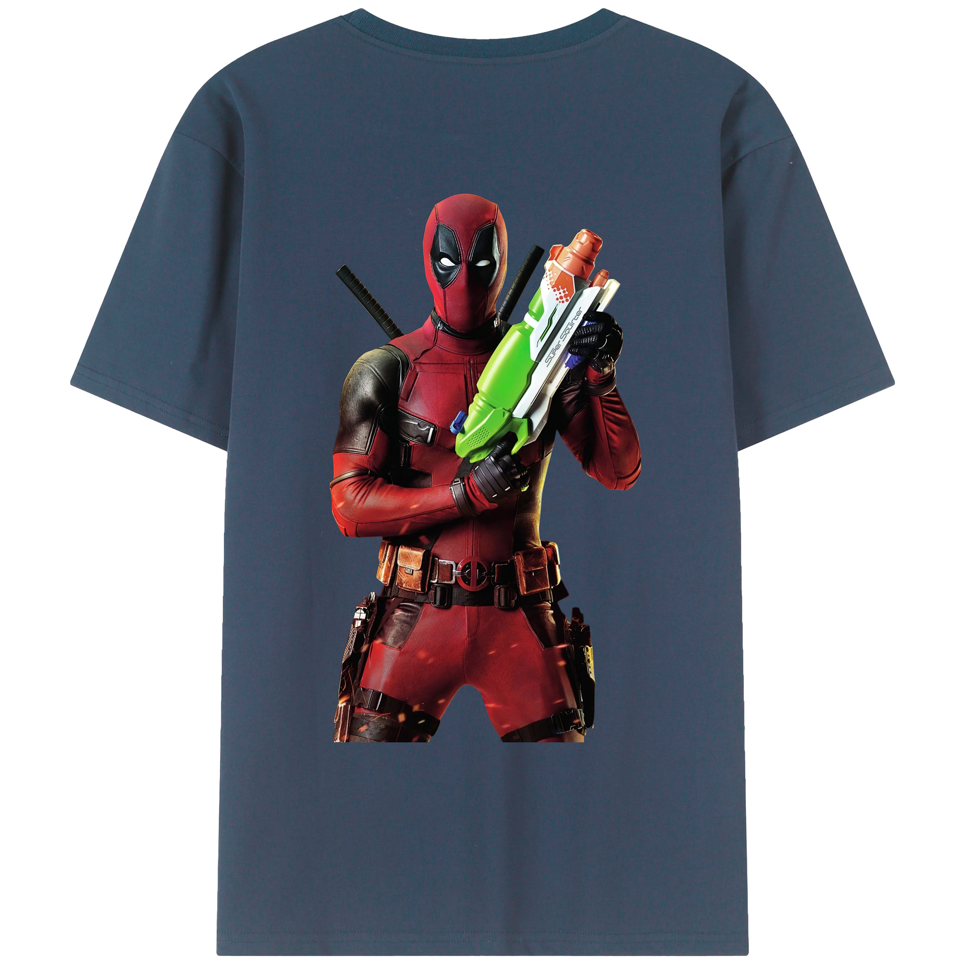 （画像用） Deadpool デッドプール 綿100％ メンズ半袖Tシャツ（バックプリント） 通気性
