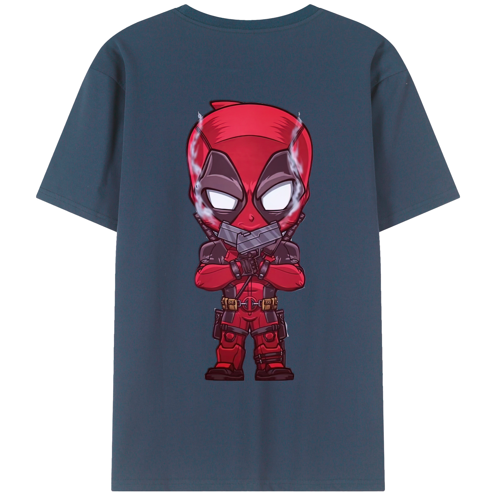（画像用） Deadpool デッドプール 綿100％ メンズ半袖Tシャツ（バックプリント） 通気性