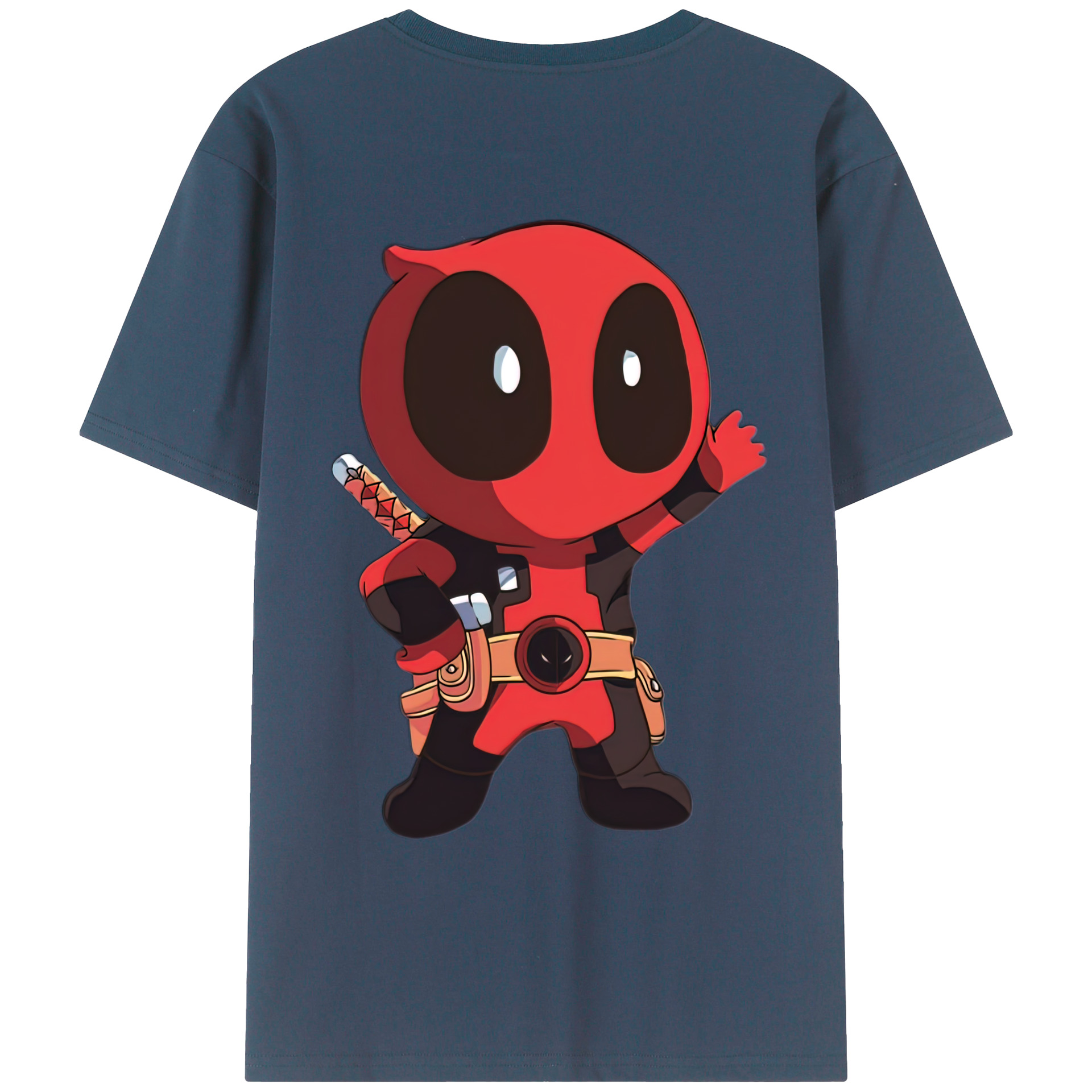 （画像用） Deadpool デッドプール 綿100％ メンズ半袖Tシャツ（バックプリント） 通気性