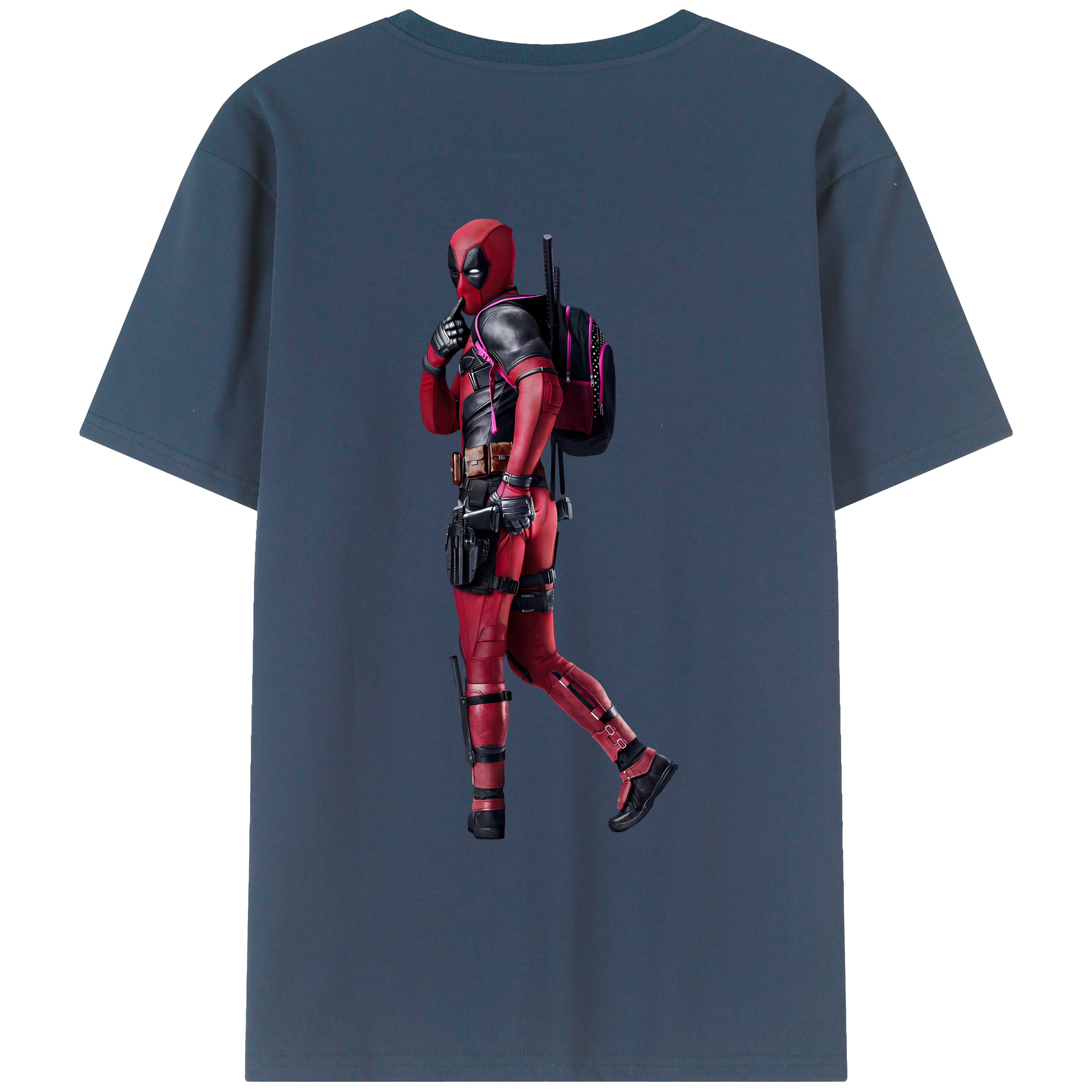 （画像用） Deadpool デッドプール 綿100％ メンズ半袖Tシャツ（バックプリント） 通気性