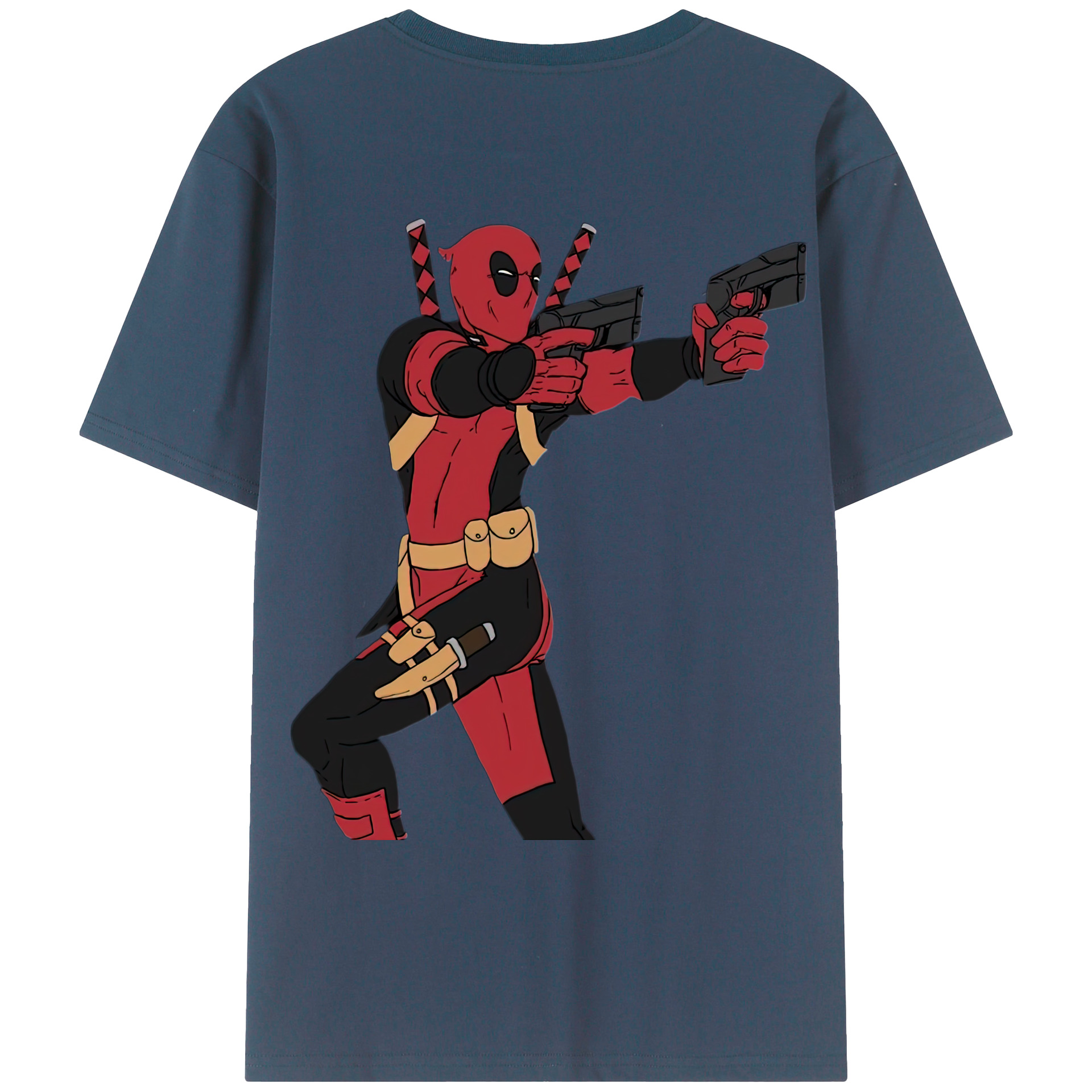 （画像用） Deadpool デッドプール 綿100％ メンズ半袖Tシャツ（バックプリント） 通気性