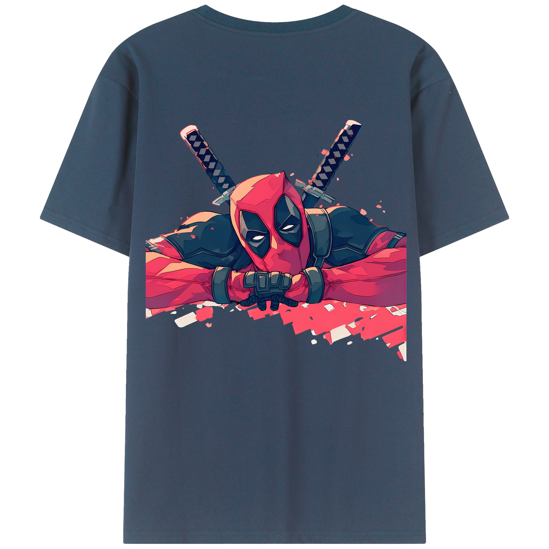 （画像用） Deadpool デッドプール 綿100％ メンズ半袖Tシャツ（バックプリント） 通気性