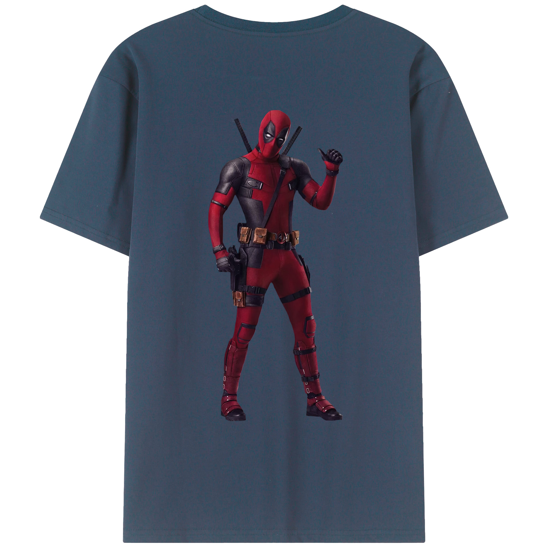 （画像用） Deadpool デッドプール 綿100％ メンズ半袖Tシャツ（バックプリント） 通気性